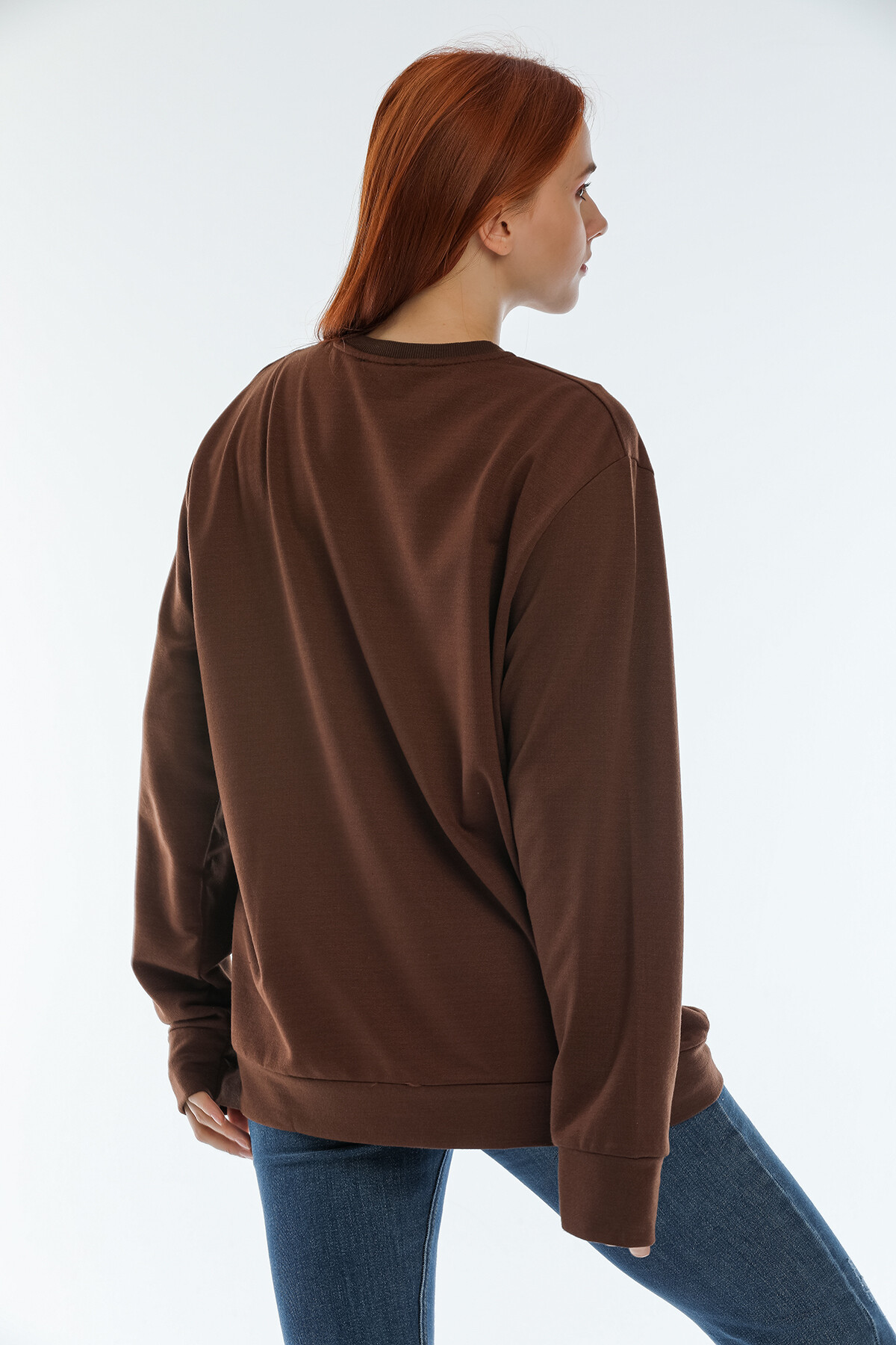 Süperlife Kadın Bisiklet Yaka Oversize Fit Brooklyn Baskılı Sweatshirt SPR22SWK030