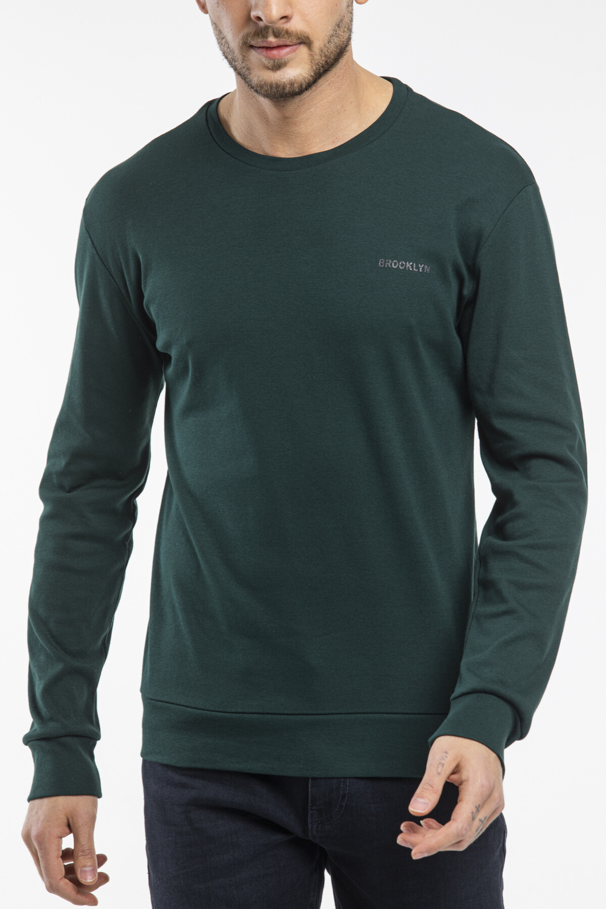 Süperlife Bisiklet Yaka Uzun Kollu Dar Kalıp İnce  Erkek Sweatshirt SPR2019K18