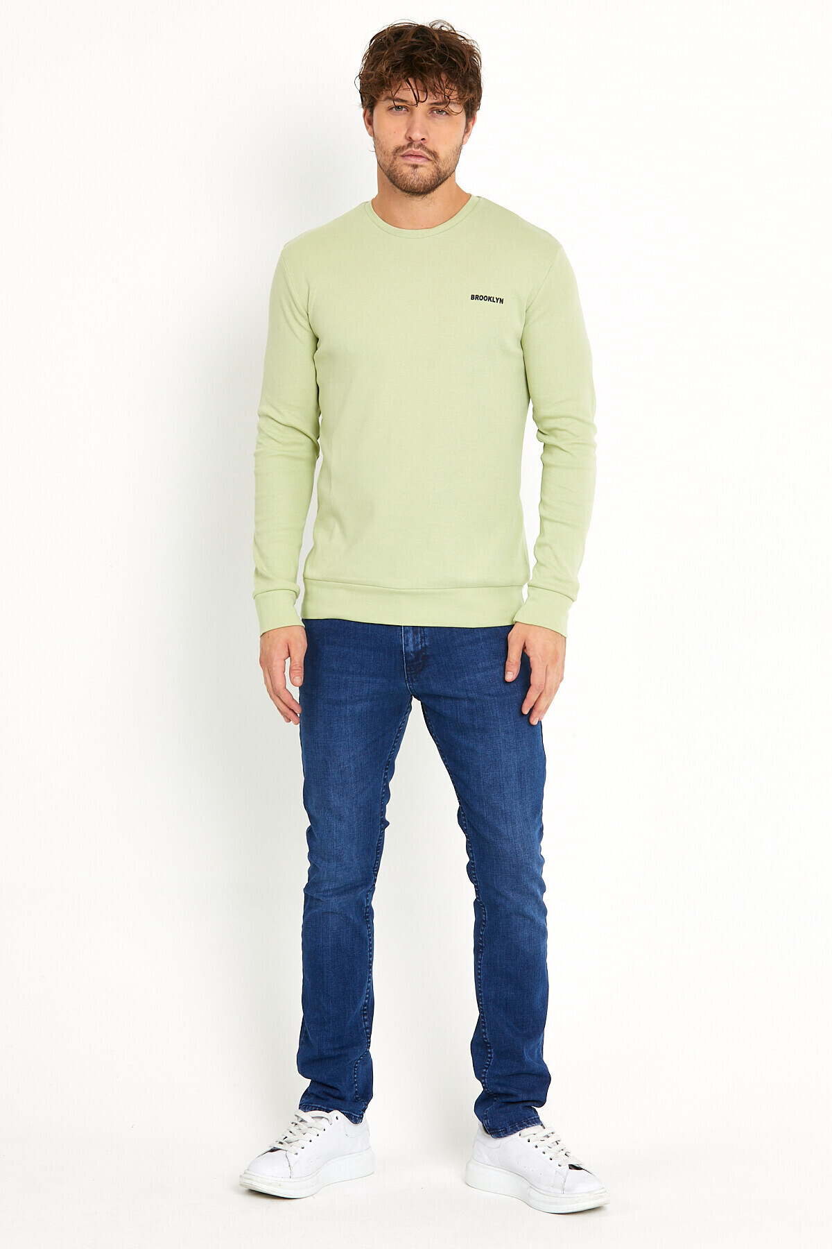 Süperlife Bisiklet Yaka Uzun Kollu Dar Kalıp İnce  Erkek Sweatshirt SPR2019K18