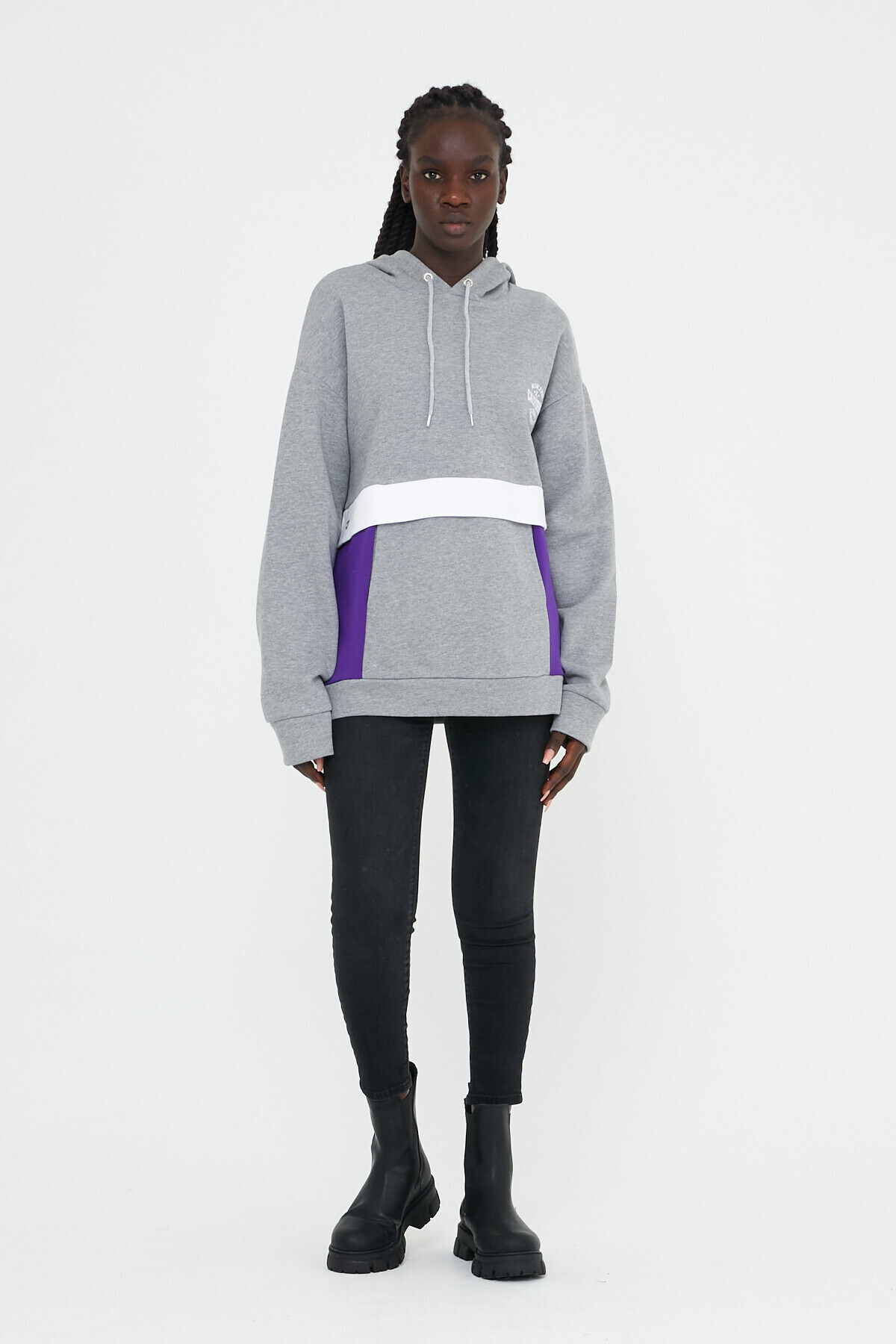 Kadın Kapşonlu Oversize Fit Garnili Sweatshirt SPR22SWK169
