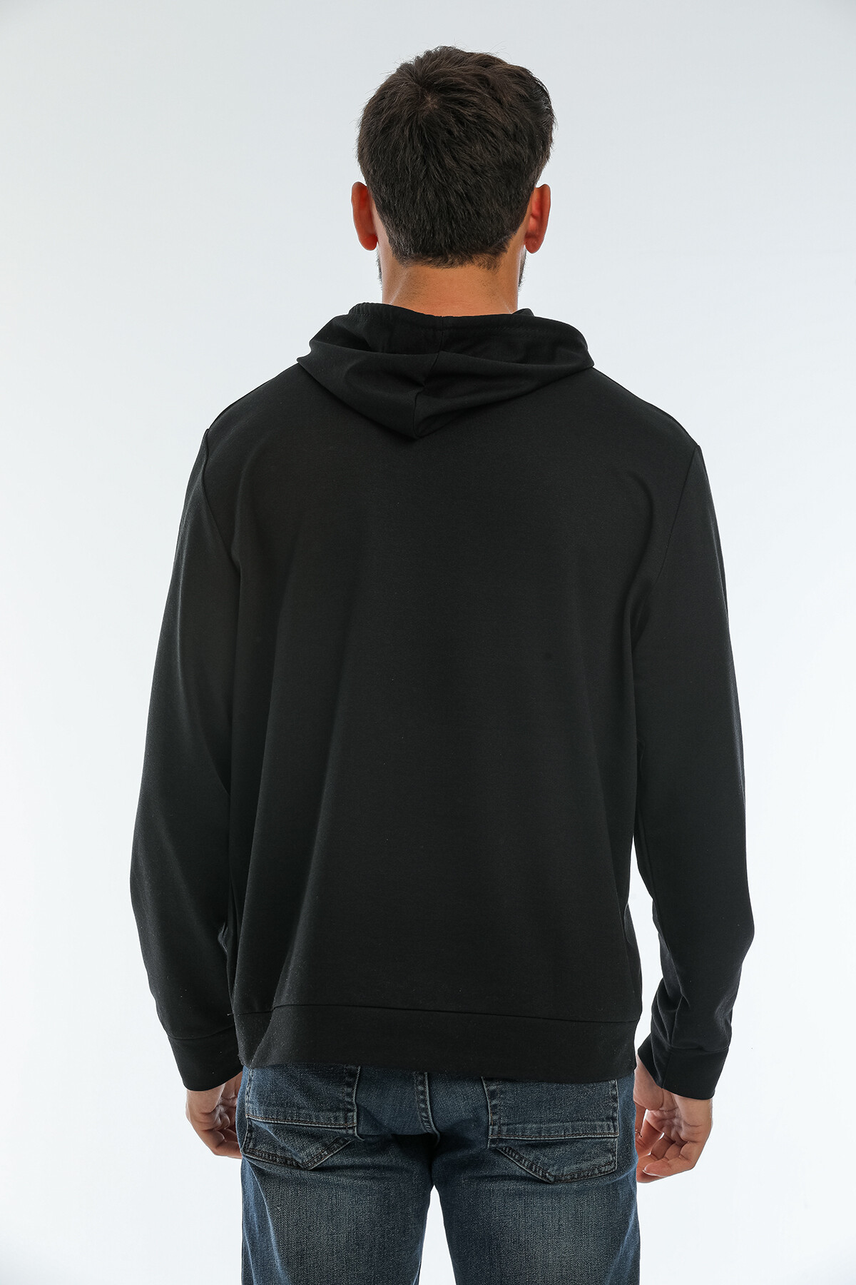 Süperlife Erkek Kapşonlu Regular Fit Air Baskılı İnce Sweatshirt SPR22SW162