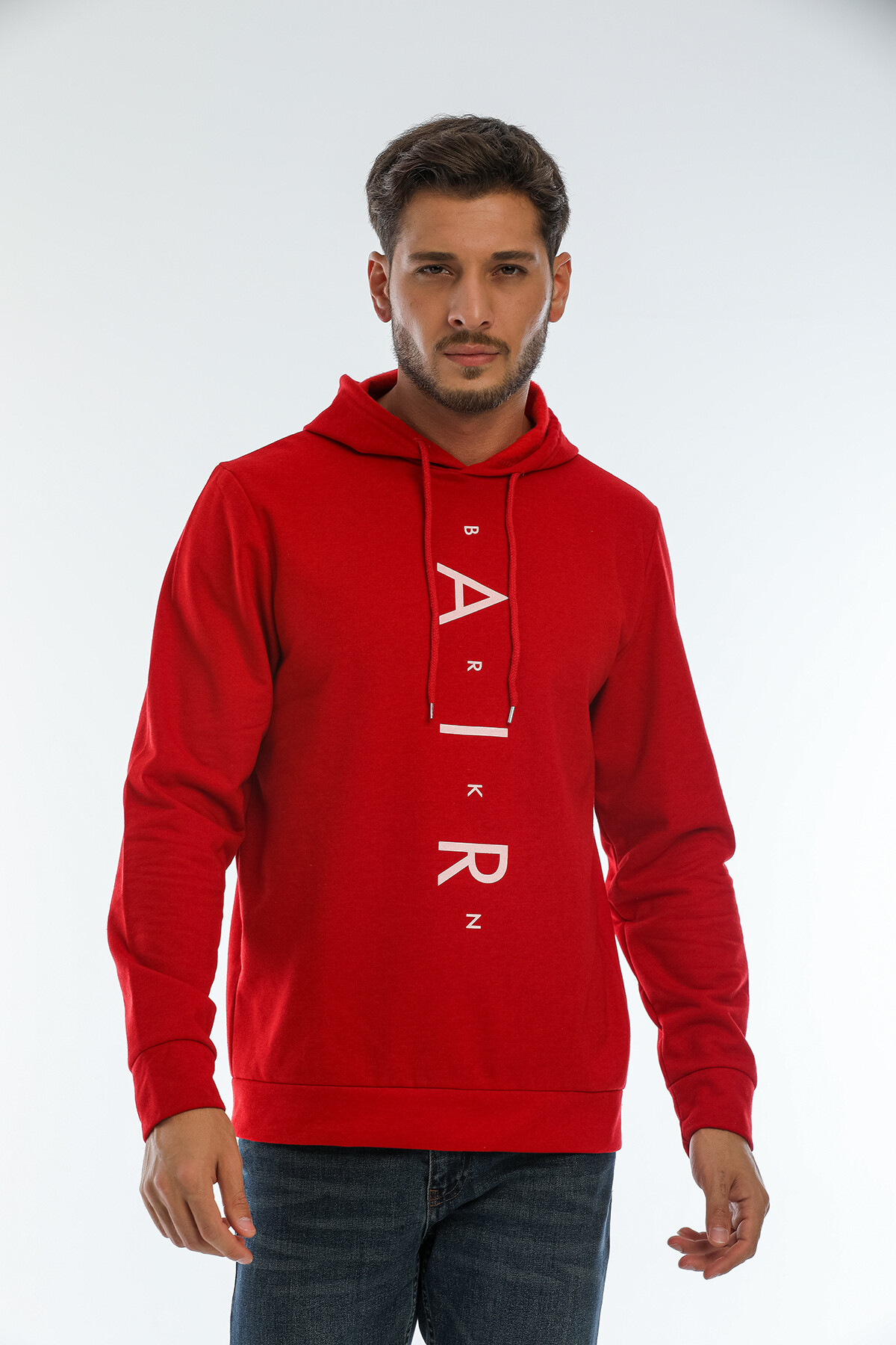 Süperlife Erkek Kapşonlu Regular Fit Air Baskılı İnce Sweatshirt SPR22SW162