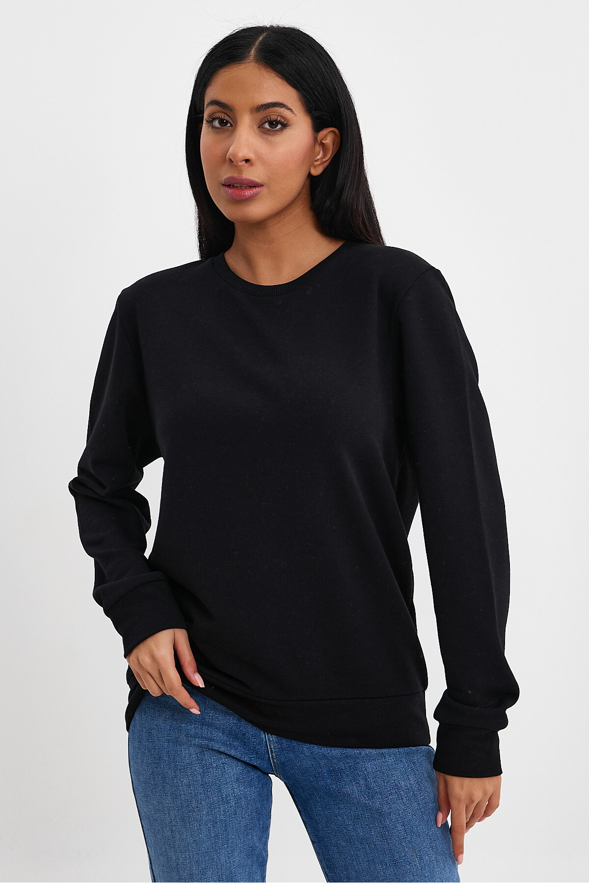 Kadın Bisiklet Yaka Rahat Kalıp 3 iplik Kalın Sweatshirt SPR24SWK-36