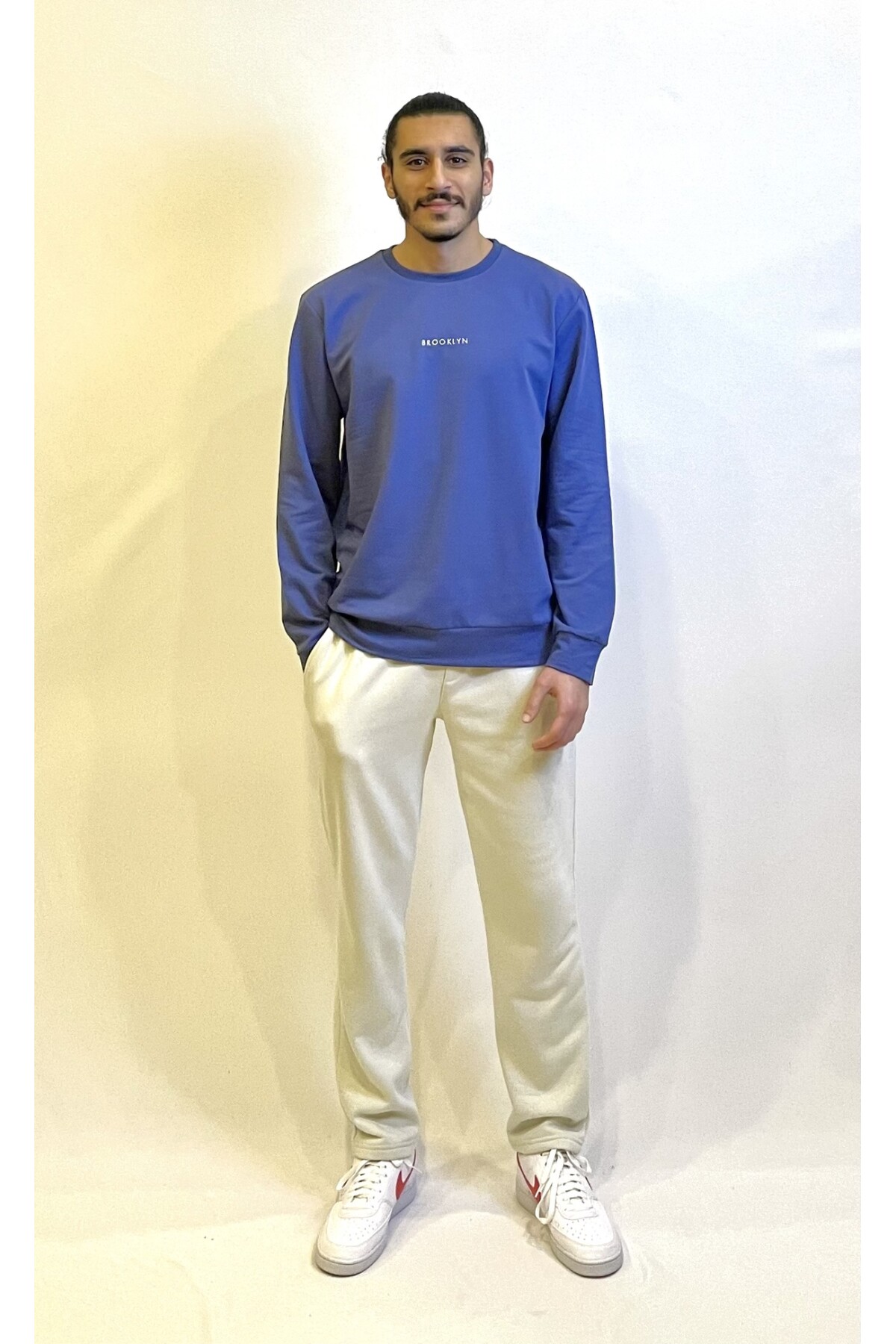 Süperlife Erkek Bisiklet Yaka Regular Fit Brooklyn Baskılı İnce Sweatshirt SPR22SW132