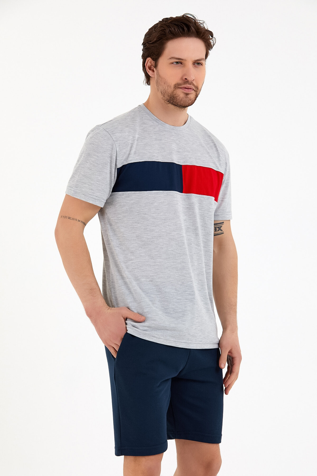 Süperlife Erkek Bisiklet Yaka Regular Fit Garnili  Tişort SPR22TS111