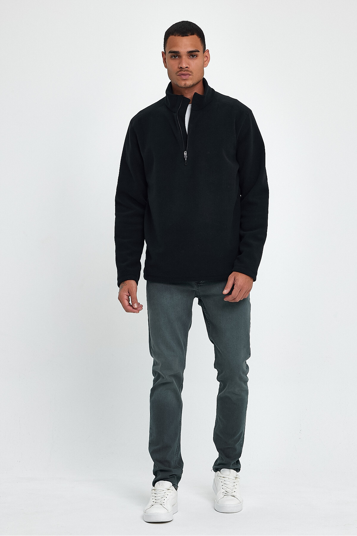 Erkek Rahat Kalıp Softech Polar Yarım Fermuarlı Sweatshırt spr24pw20