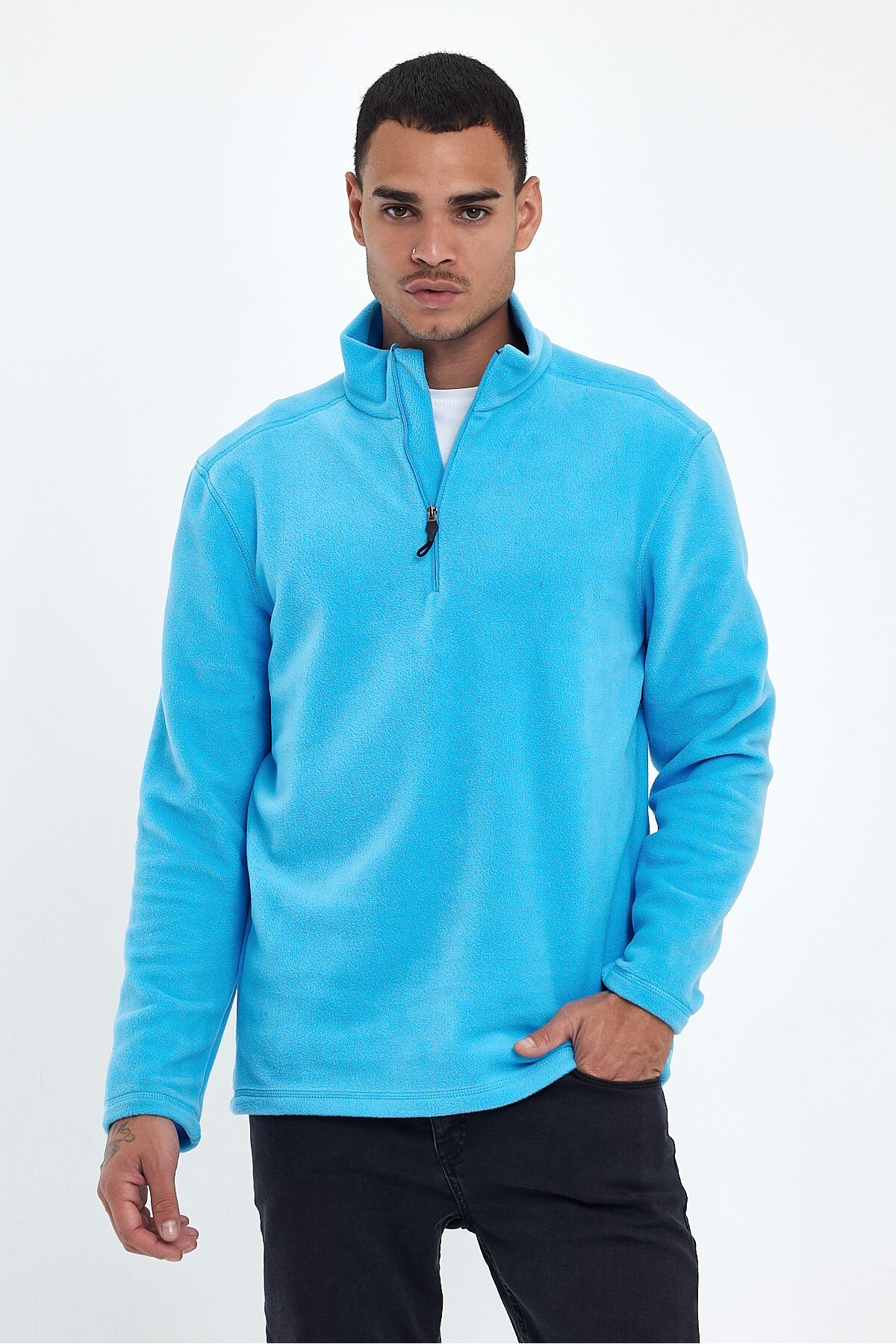 Erkek Rahat Kalıp Softech Polar Yarım Fermuarlı Sweatshırt spr24pw20