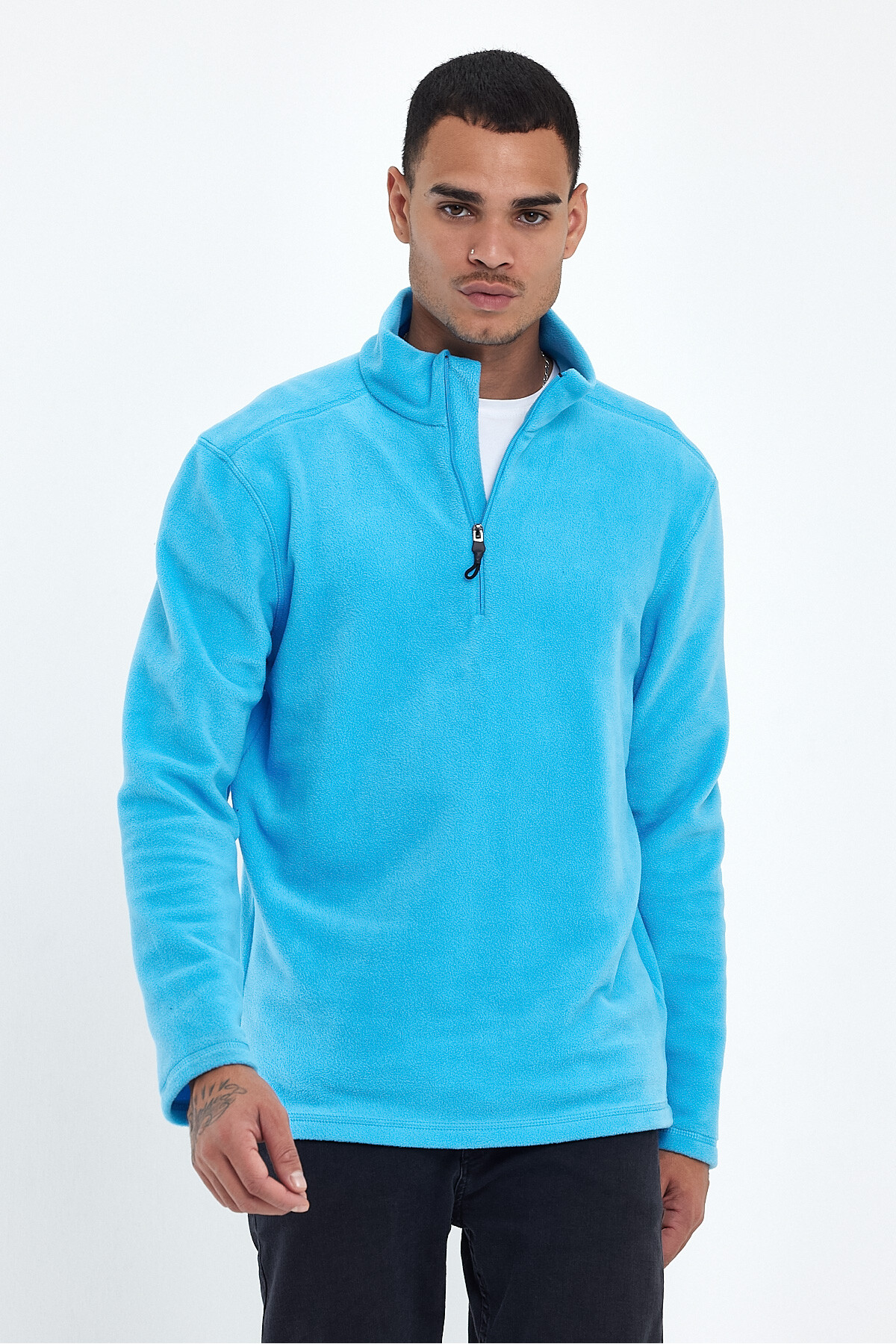 Erkek Rahat Kalıp Softech Polar Yarım Fermuarlı Sweatshırt spr24pw20