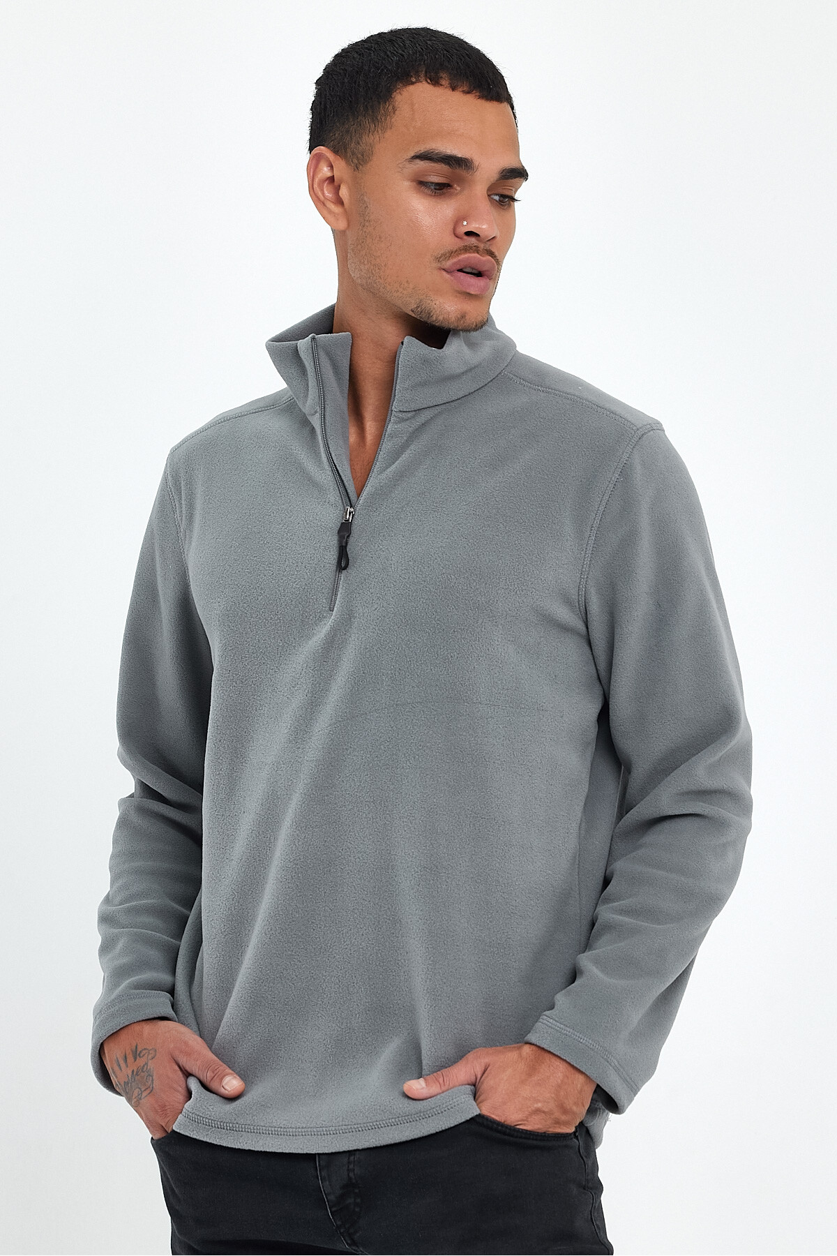 Erkek Rahat Kalıp Softech Polar Yarım Fermuarlı Sweatshırt spr24pw20