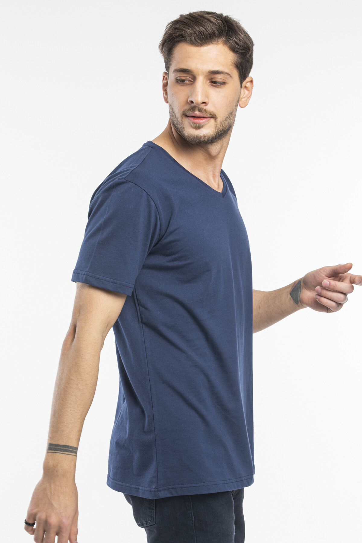 Süperlife Erkek V Yaka Slim Fit Brooklyn Baskılı Kısa Kollu Tişort SPR 265