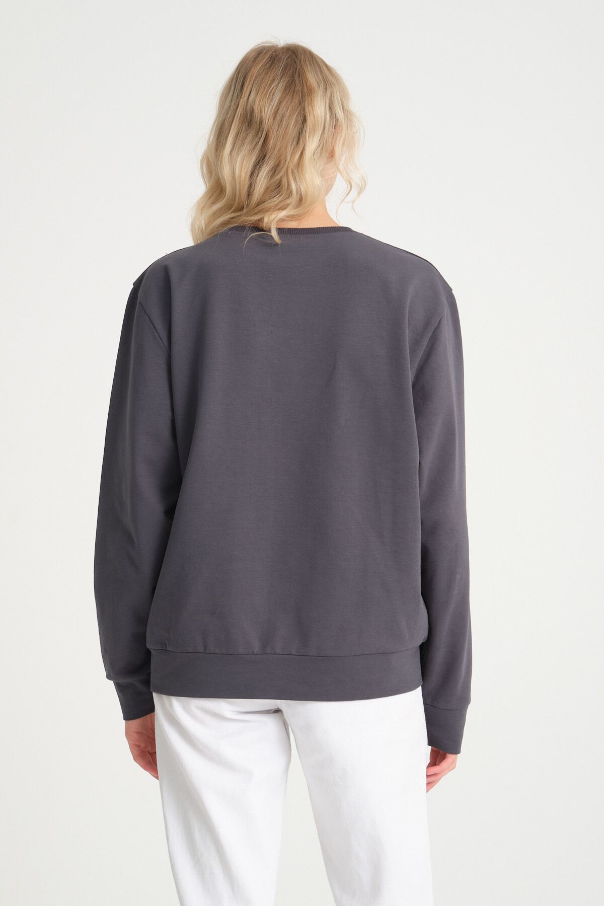 Süperlife Kadın Bisiklet Yaka Oversize Fit Brooklyn Baskılı İnce Sweatshirt SPR23SWK330