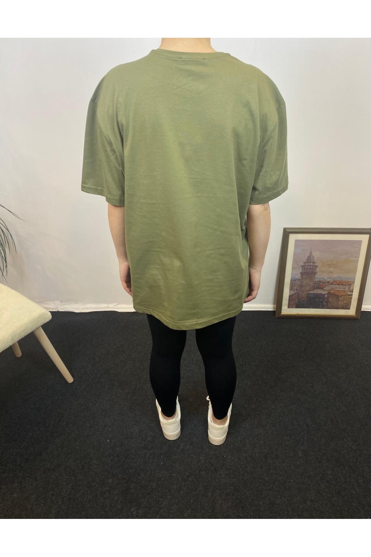 Kadın Bisiklet Yaka Oversize Fit  Tişort SPR24TSk110