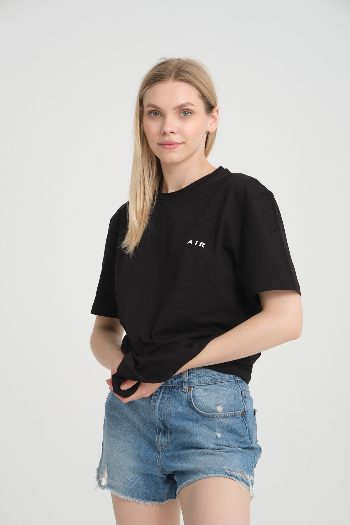 Süperlife Kadın Bisiklet Yaka Regular Fit Baskılı Tişort SPR21YK23