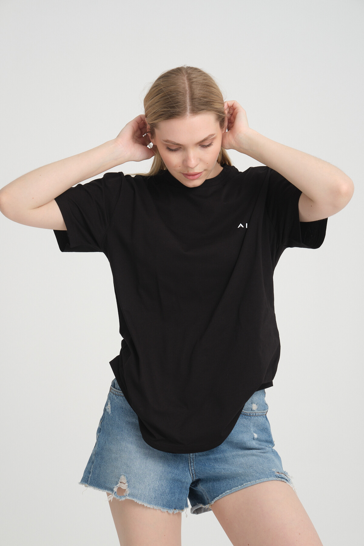 Süperlife Kadın Bisiklet Yaka Regular Fit Baskılı Tişort SPR21YK23