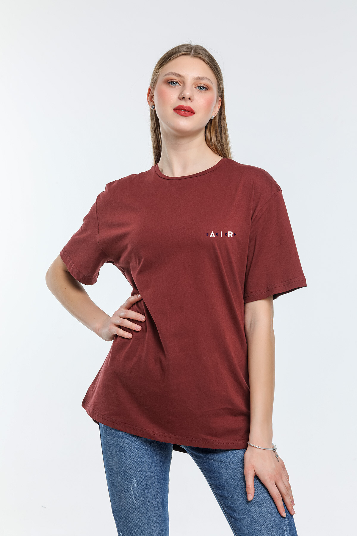 Süperlife Kadın Bisiklet Yaka Regular Fit Baskılı Tişort SPR21YK23
