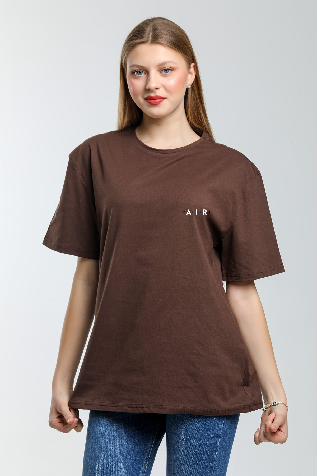 Süperlife Kadın Bisiklet Yaka Regular Fit Baskılı Tişort SPR21YK23