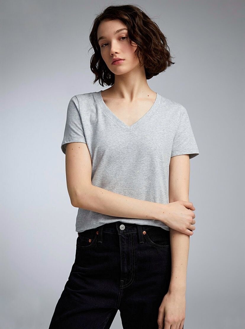 Kadın V Yaka Regular Tshirt SPR24TSK45-3
