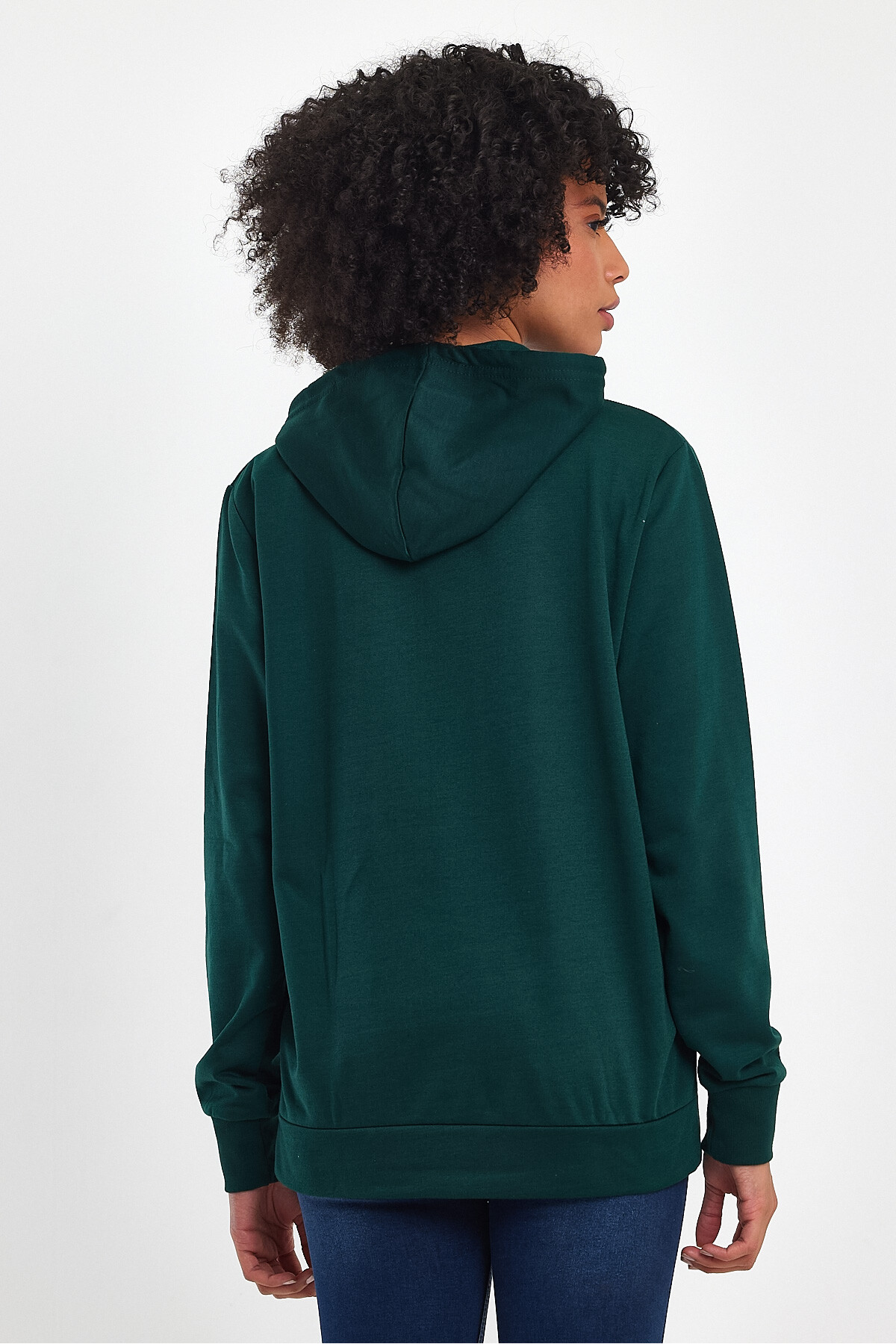 Süperlife Kadın Kapşonlu Regular Fit Baskılı İnce Sweatshirt SPR21K61