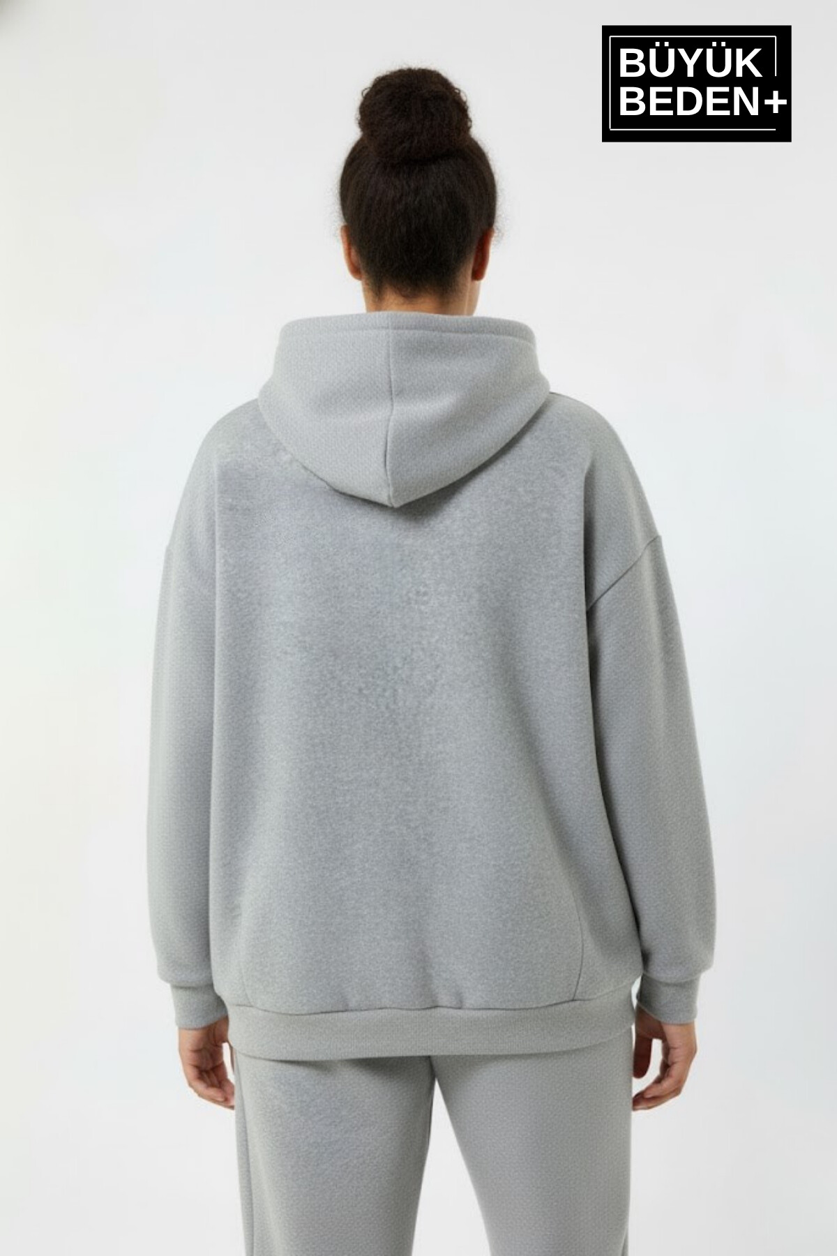 Kadın Büyük Beden Kapşonlu Rahat Kalıp Hoodie – Milano Italia Baskılı ince Sweatshırt SPR26BSWK967