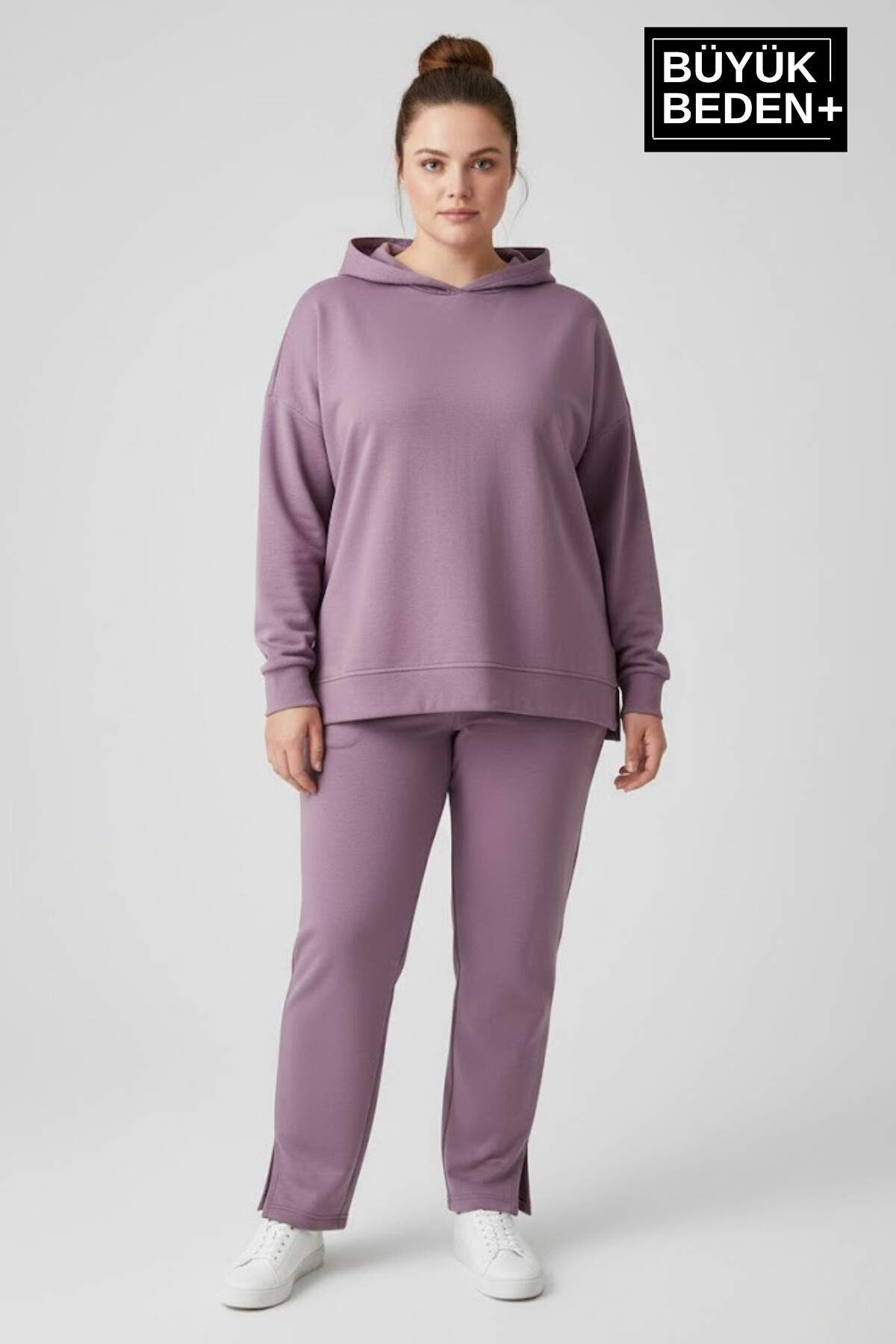Büyük Beden Kapşonlu Tunik ince Sweatshırt  SPR26BTK991