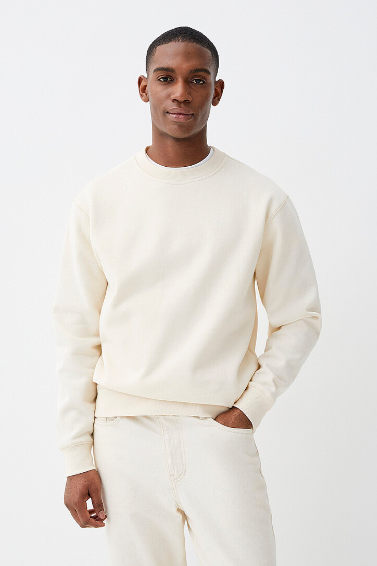 Erkek Bisiklet Yaka Rahat Kalıp 3 iplik İçi Polarlı Kalın Sweatshirt SPR25SW36