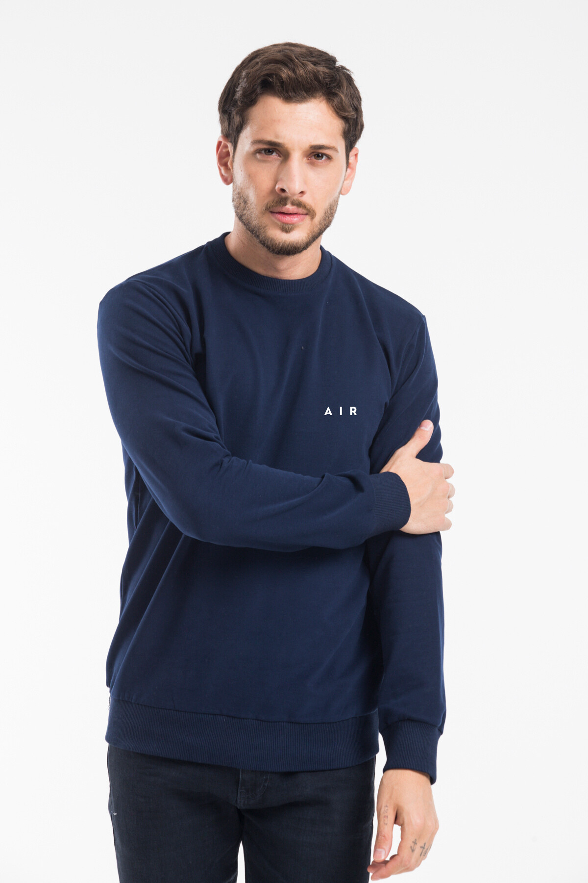 Erkek Bisiklet Yaka Regular Kalıp İnce AR Baskılı Sweatshırt SPR24SW124