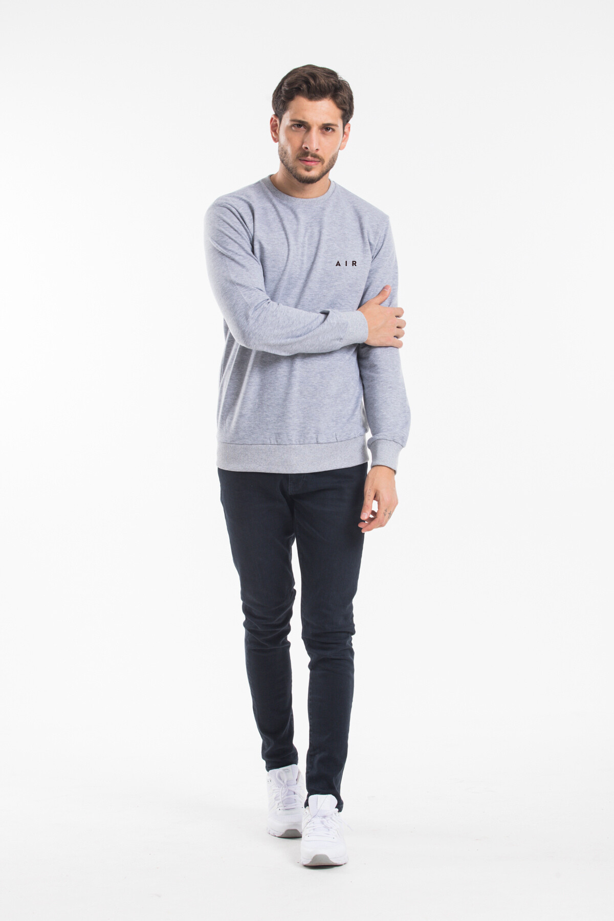 Erkek Bisiklet Yaka Regular Kalıp İnce AR Baskılı Sweatshırt SPR24SW124
