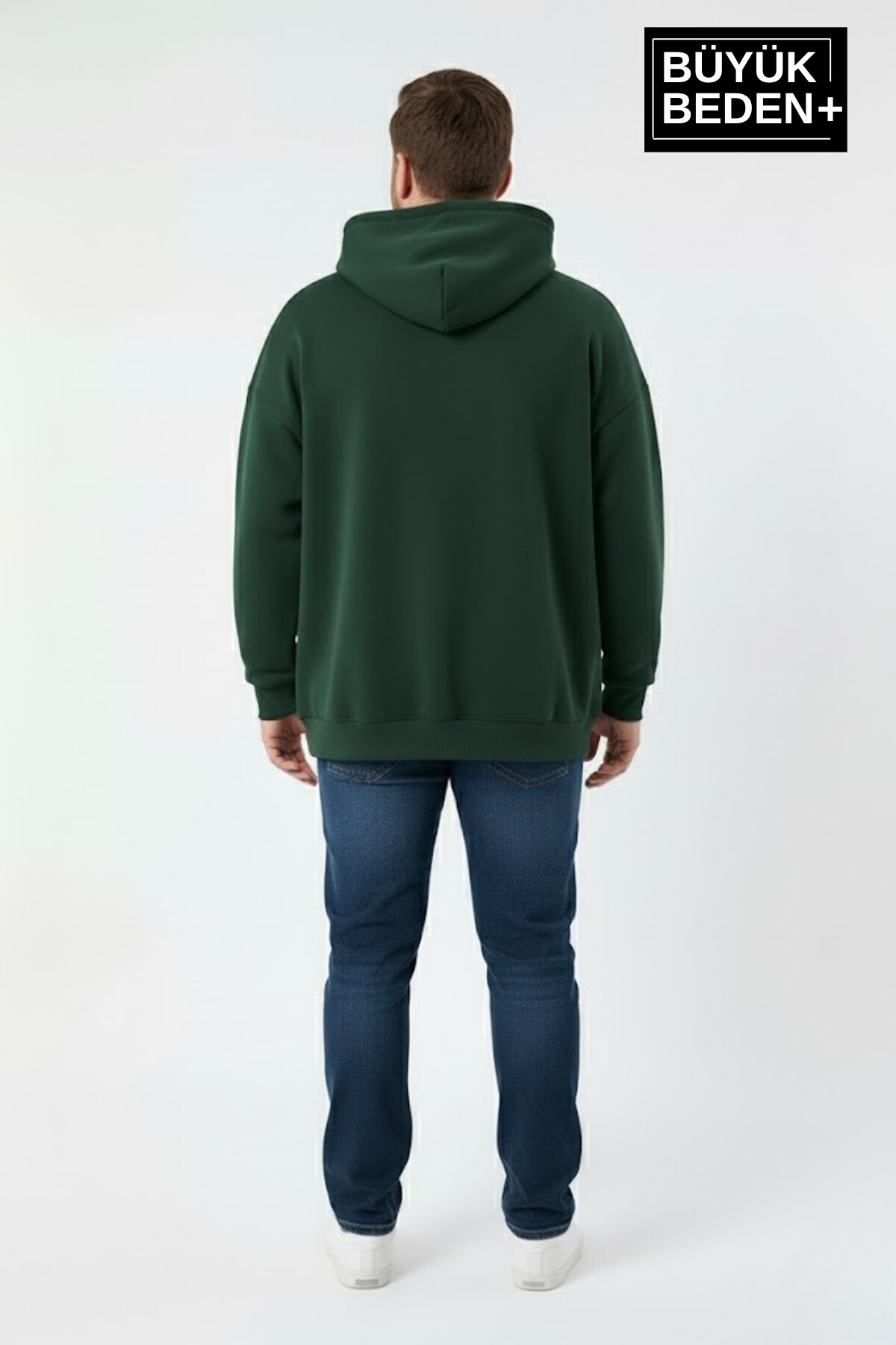 Erkek Büyük Beden AR Baskılı Kapüşonlu ince Sweatshirt SPR26BSW963