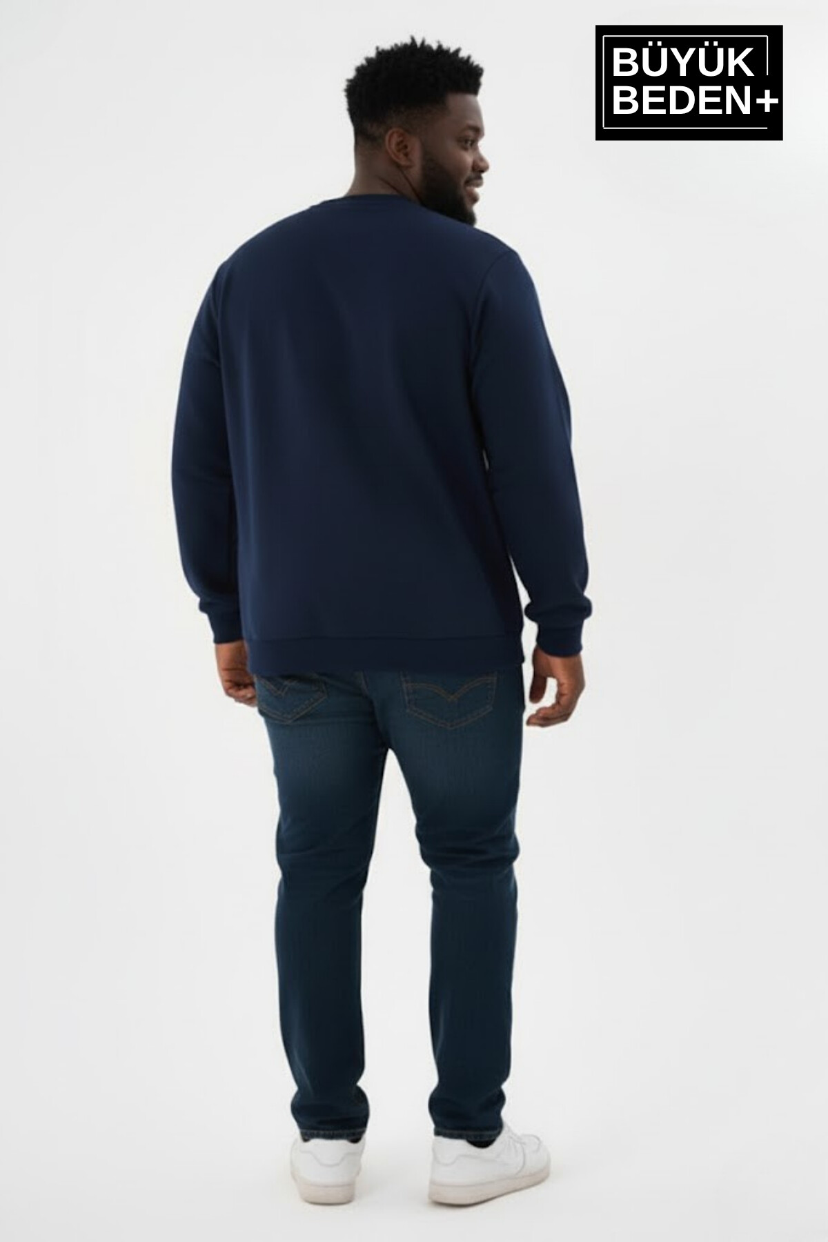 Erkek Büyük Beden BROOKLYN 1970 Baskılı Bisilet Yaka İnce Sweatshirt SPR26BSW956-3