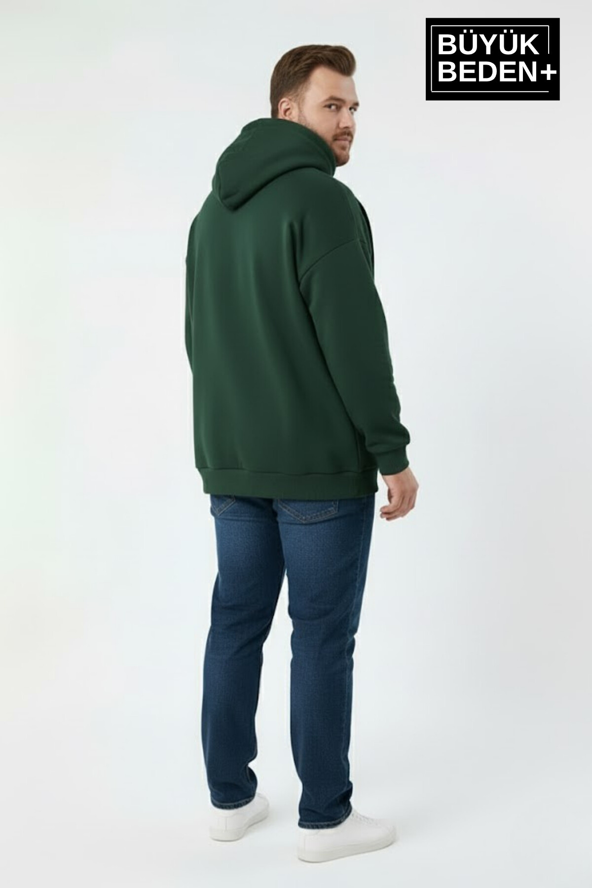 Erkek Büyük Beden Brooklyn 1970 Baskılı Kapüşonlu ince Sweatshirt SPR26BSW964