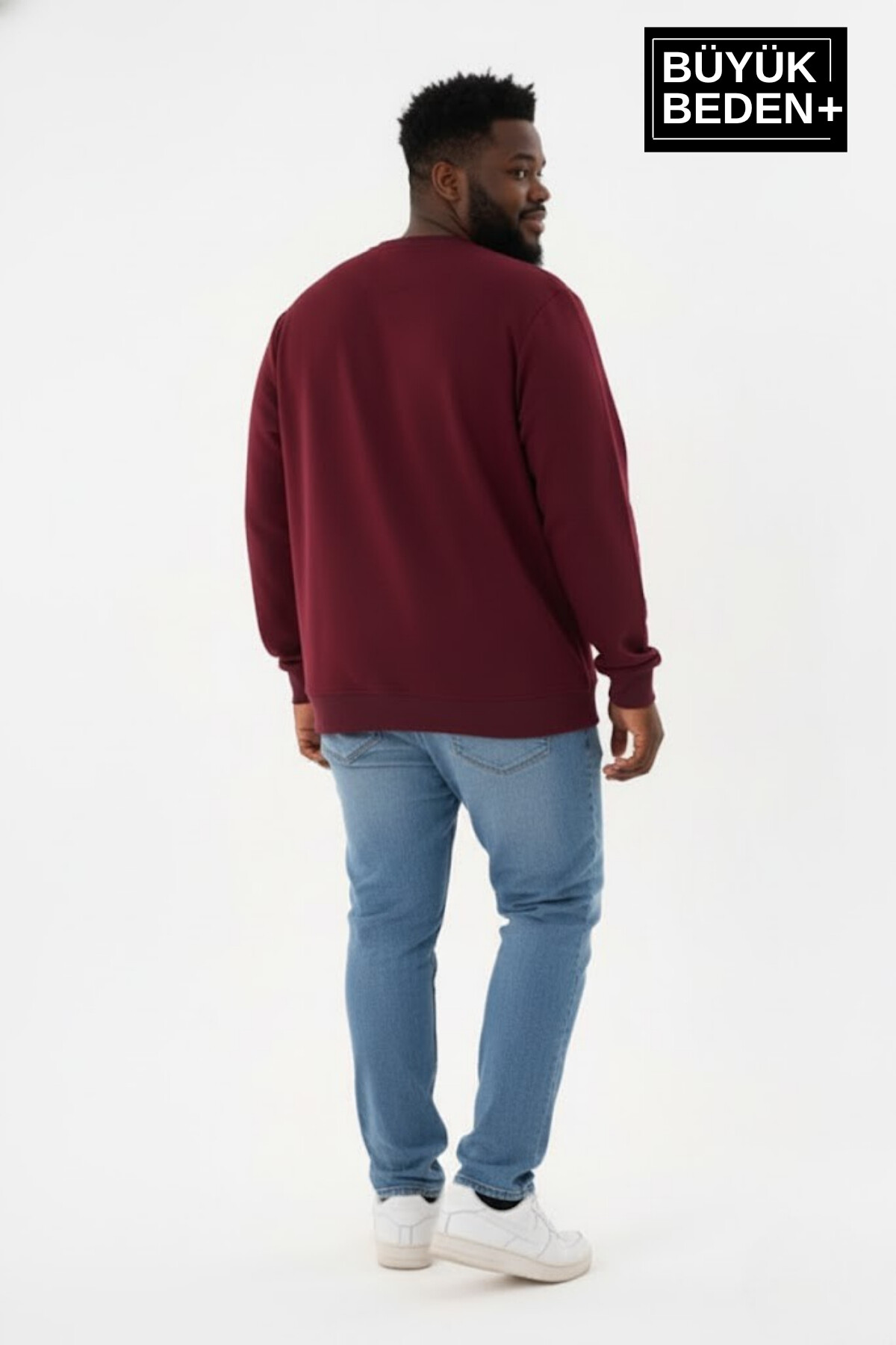 Erkek Büyük Beden California 1974 Baskılı Bisilet Yaka İnce Sweatshirt SPR26BSW956-2