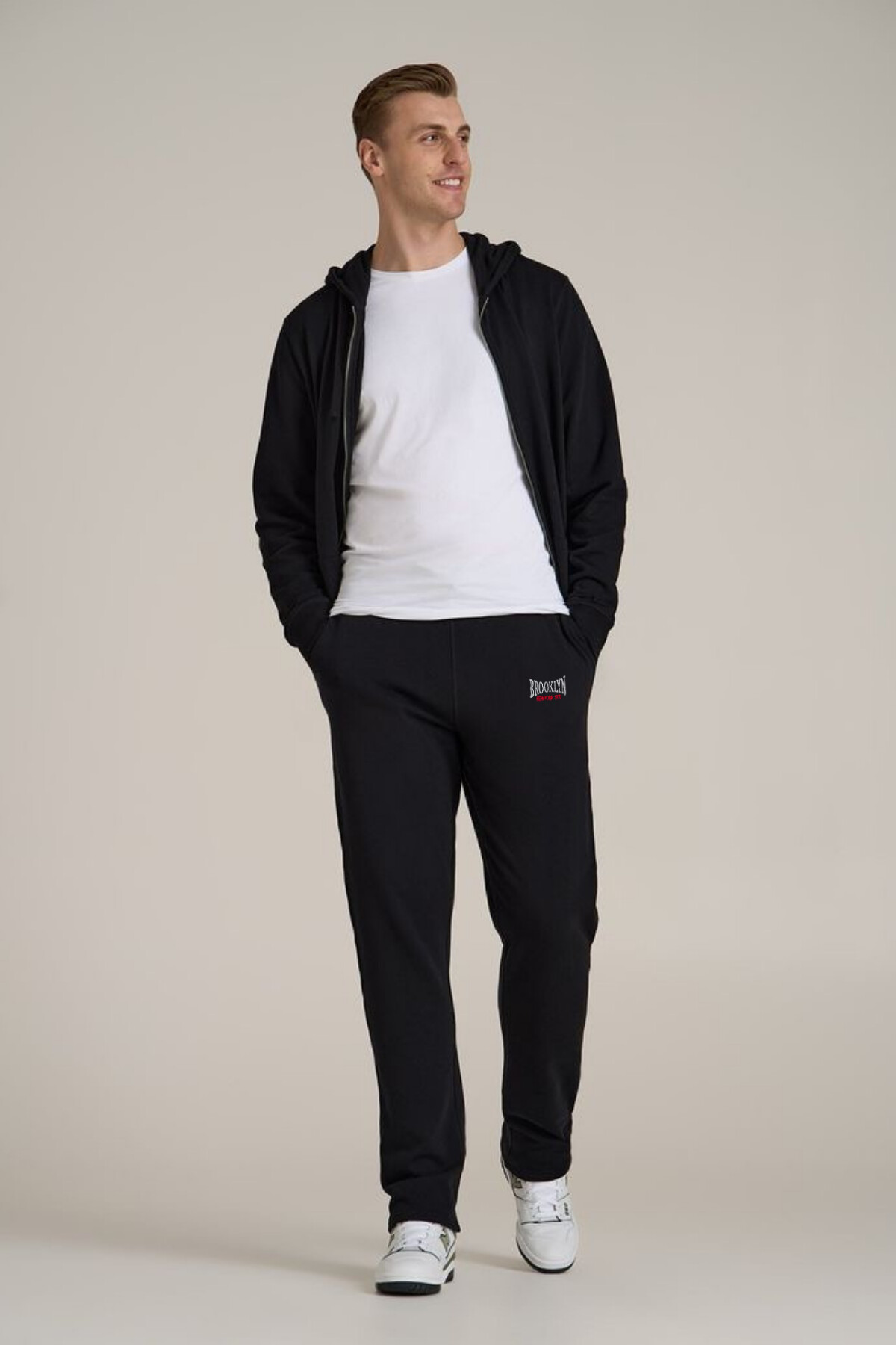 Erkek Regular Fit Büyük Brrooklyn Baskılı İnce Eşofman Altı SPR25EA02