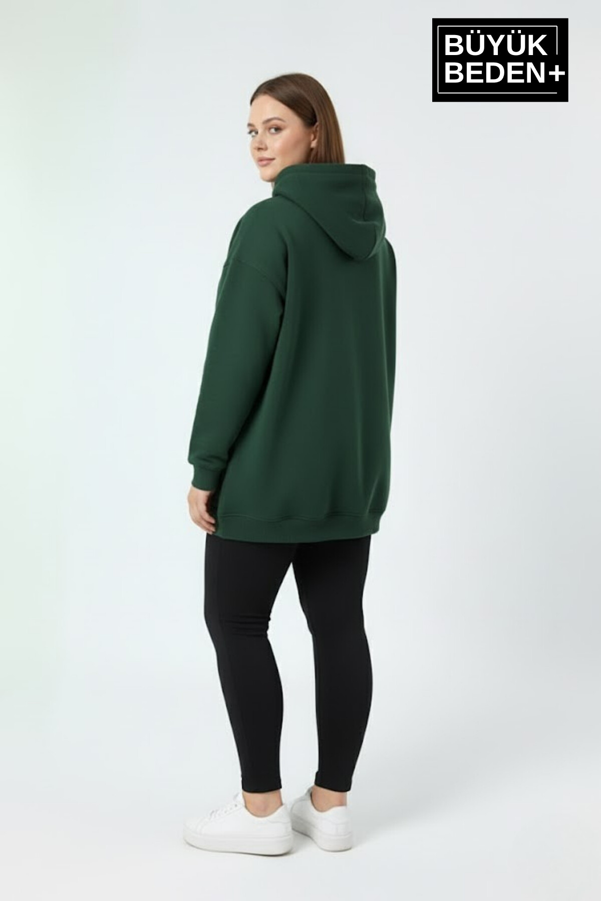 Kadın Büyük Beden Brooklyn 1970 Baskılı Kapüşonlu ince Sweatshirt SPR26BSWK964