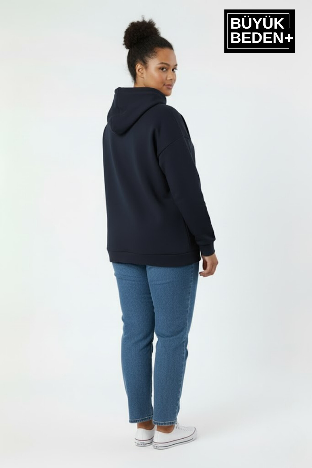 Kadın Büyük Beden Chef Baskılı Kapüşonlu Rahat Kalıp ince Sweatshirt SPR26BSWK966