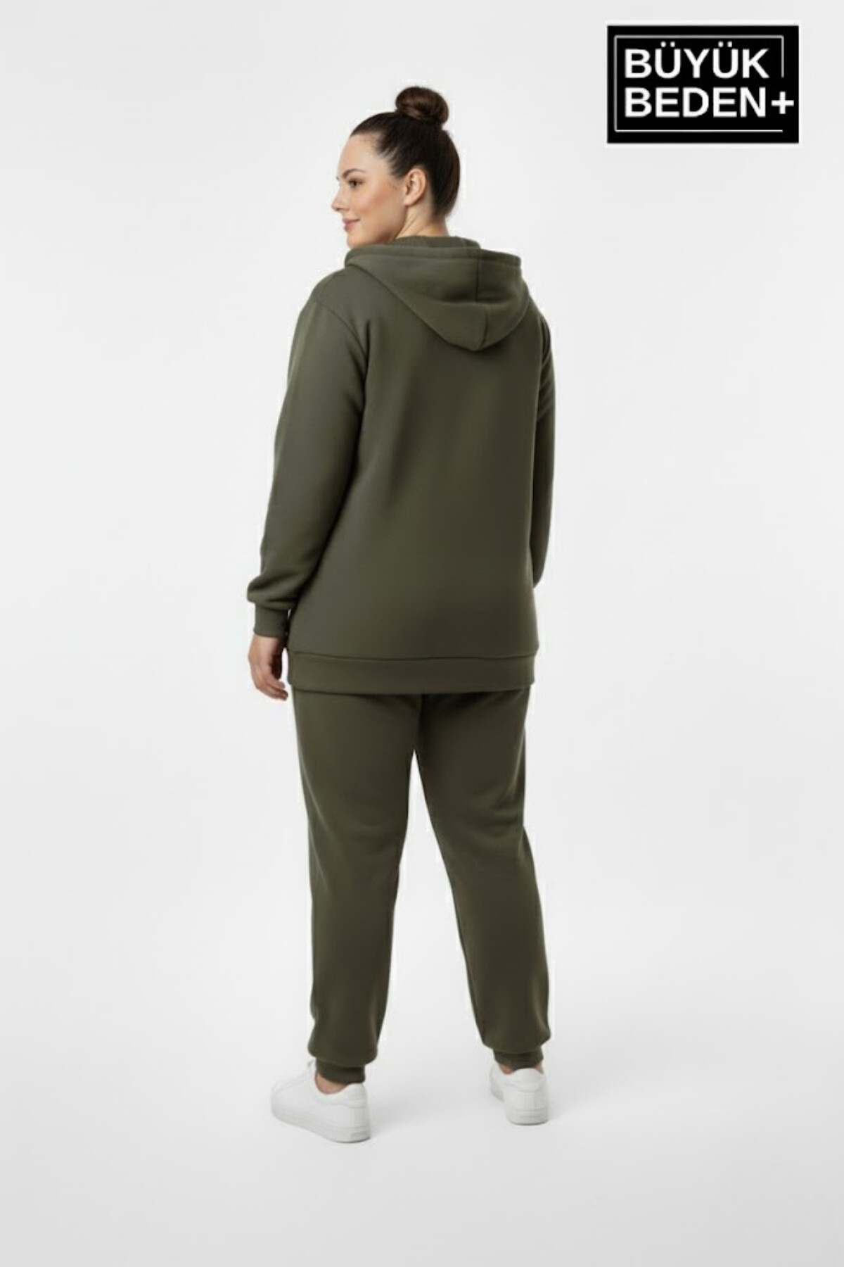 Kadın Büyük Beden Fermuarlı Kapüşonlu Chef Baskılı ince Sweatshirt Hırka - Rahat Kalıp SPR26BHRK921