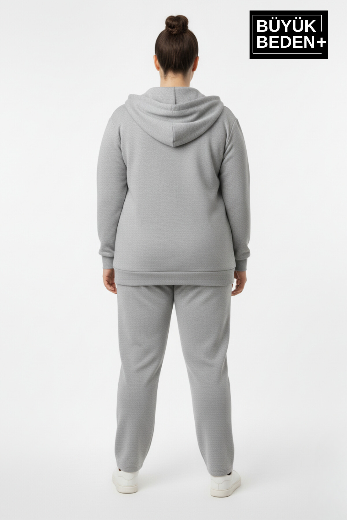 Kadın Büyük Beden Fermuarlı Kapüşonlu New York Baskılı ince Sweatshirt Hırka SPR26BHR923