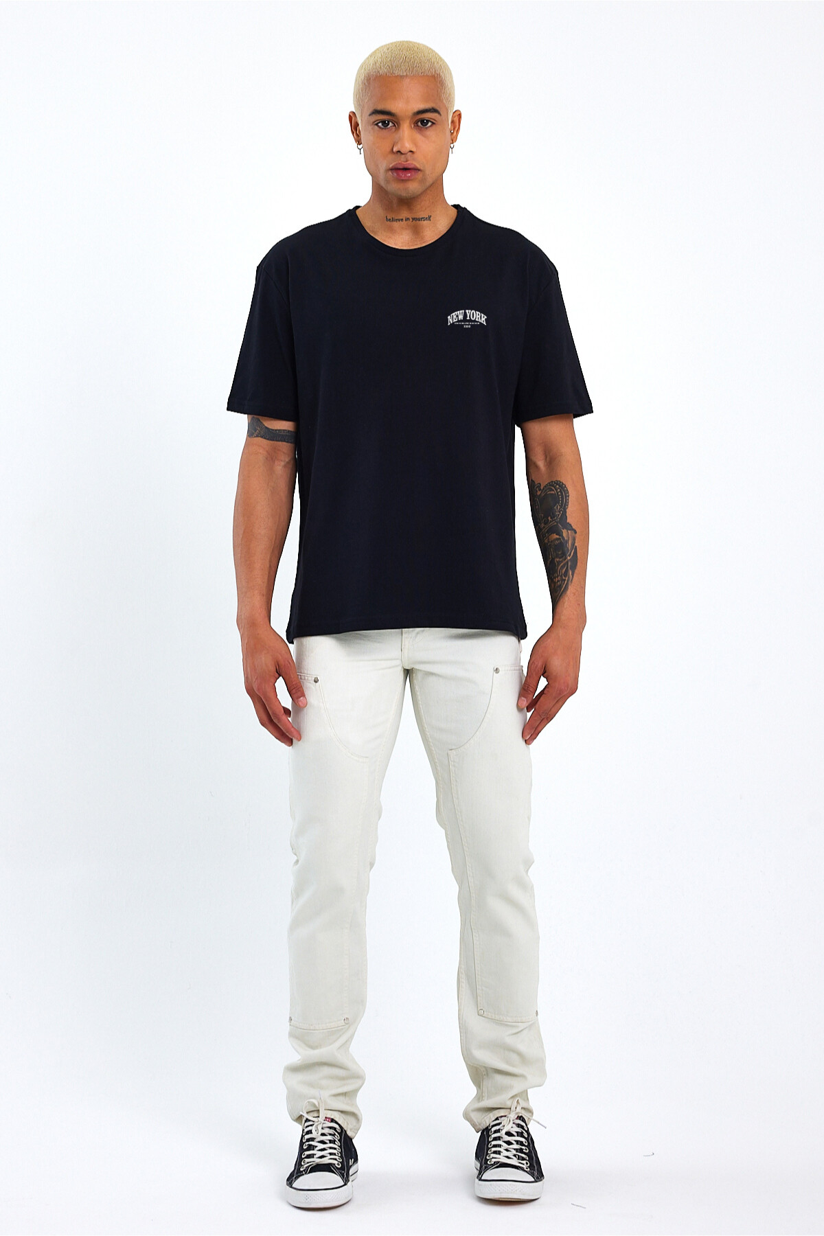 Erkek Bisiklet Yaka  New York Baskılı Tshirt SPR25TS29