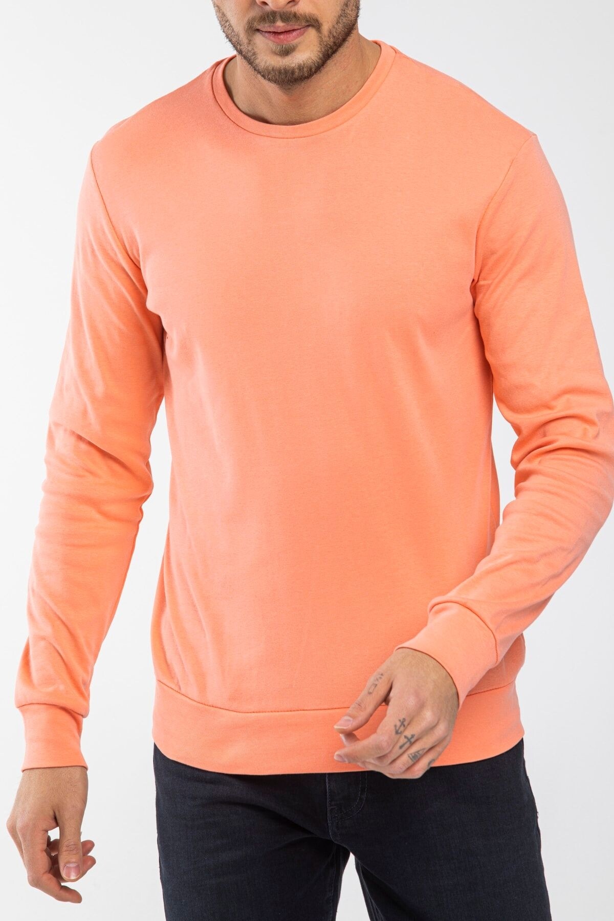 Süperlife Erkek Bisiklet Yaka Slim Fit İnce Sweatshirt SPR 20K17