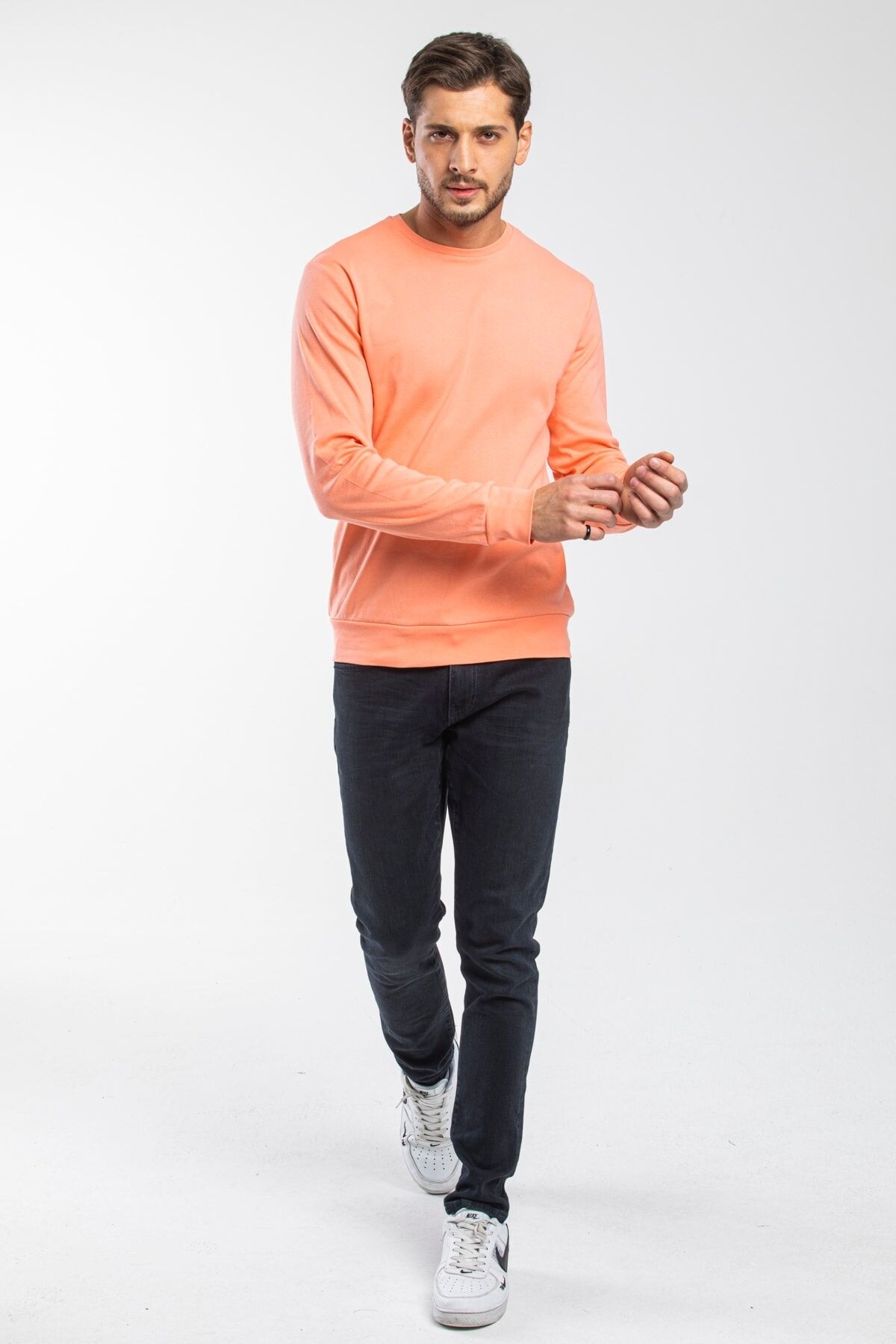 Süperlife Erkek Bisiklet Yaka Slim Fit İnce Sweatshirt SPR 20K17