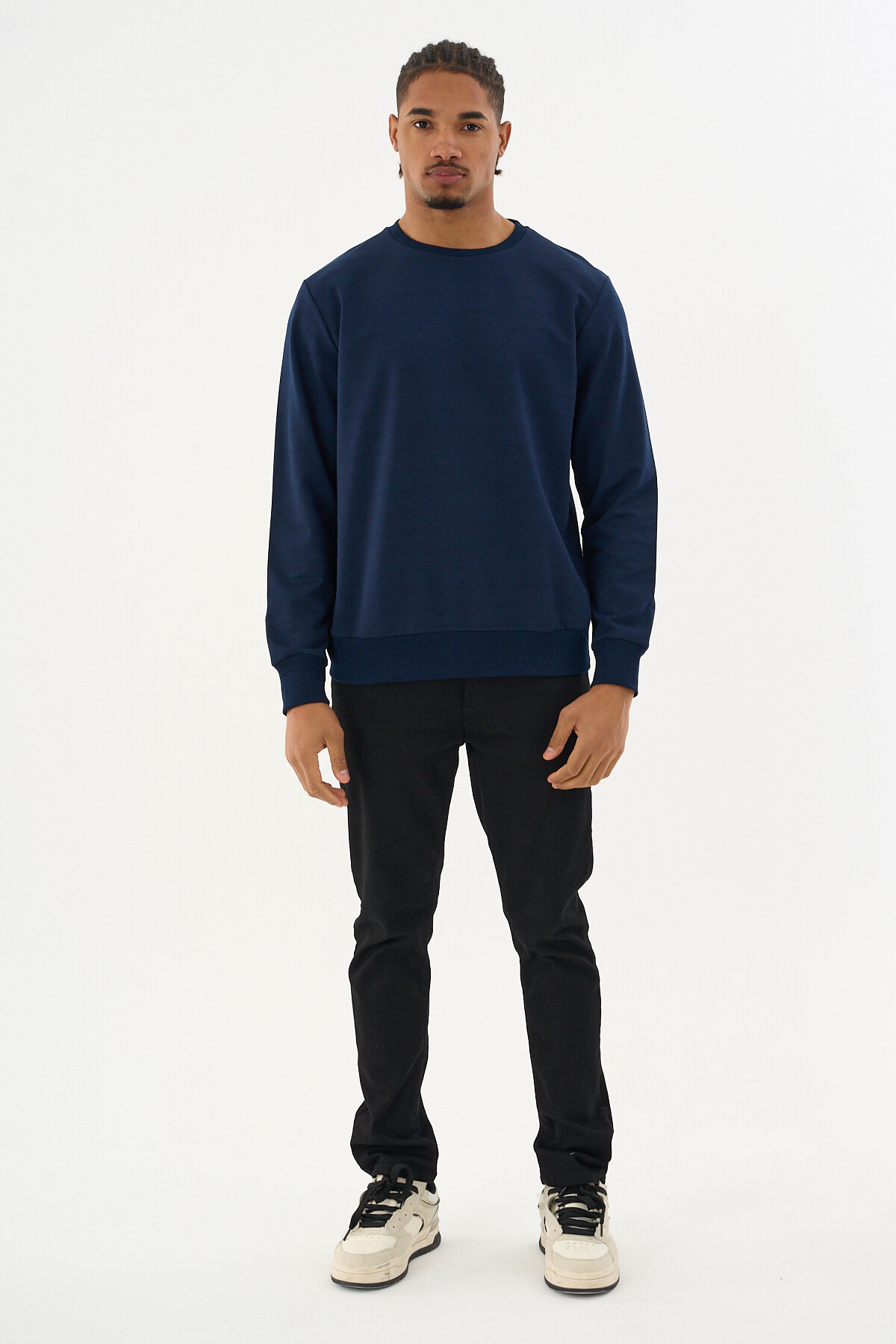 Süperlife Erkek Gri Bisiklet Yaka Ribanalı Regular Fit Sweatshirt spr26swk930
