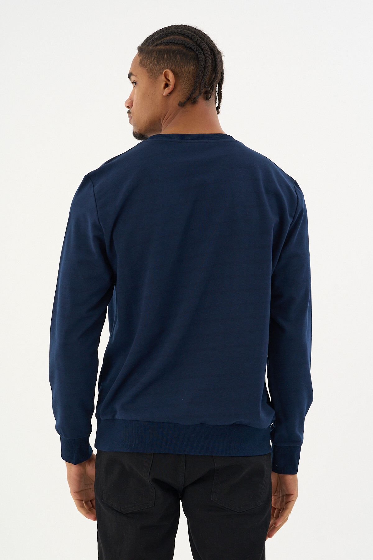 Süperlife Erkek Gri Bisiklet Yaka Ribanalı Regular Fit Sweatshirt spr26swk930