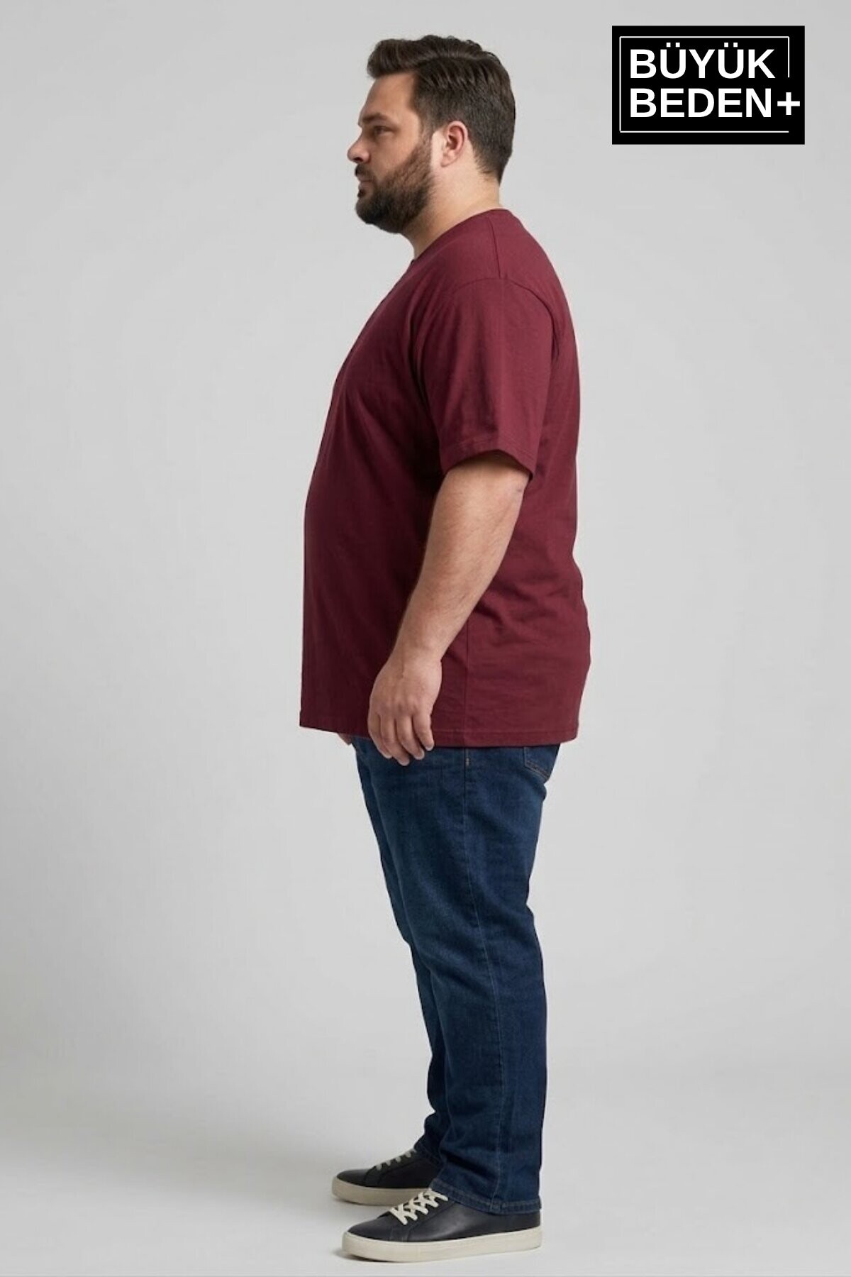 Büyük Beden Erkek Regular Kalıp Basic Tişört – Pamuklu Düz T-Shirt 3XL-6XL SPR26BTS510