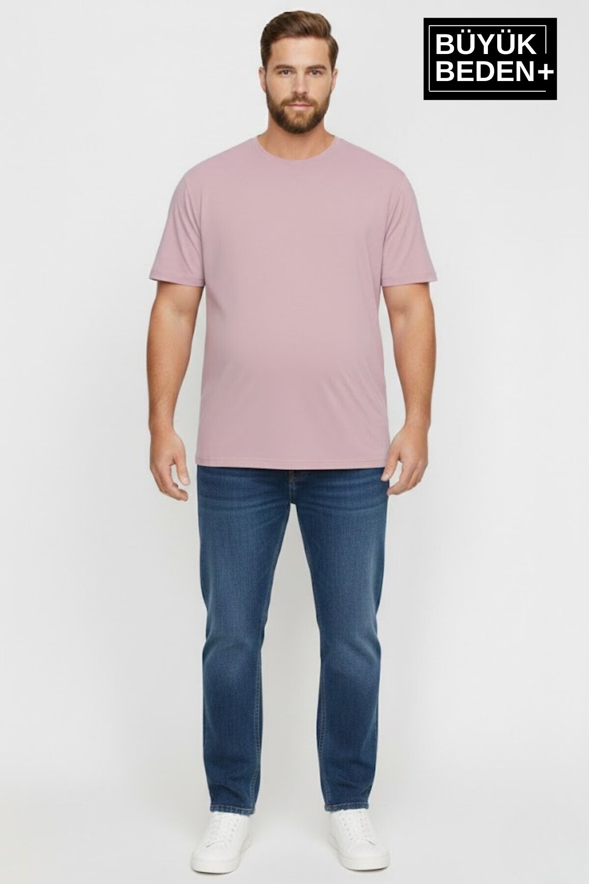 Büyük Beden Erkek Regular Kalıp Basic Tişört – Pamuklu Düz T-Shirt 3XL-6XL SPR26BTS510
