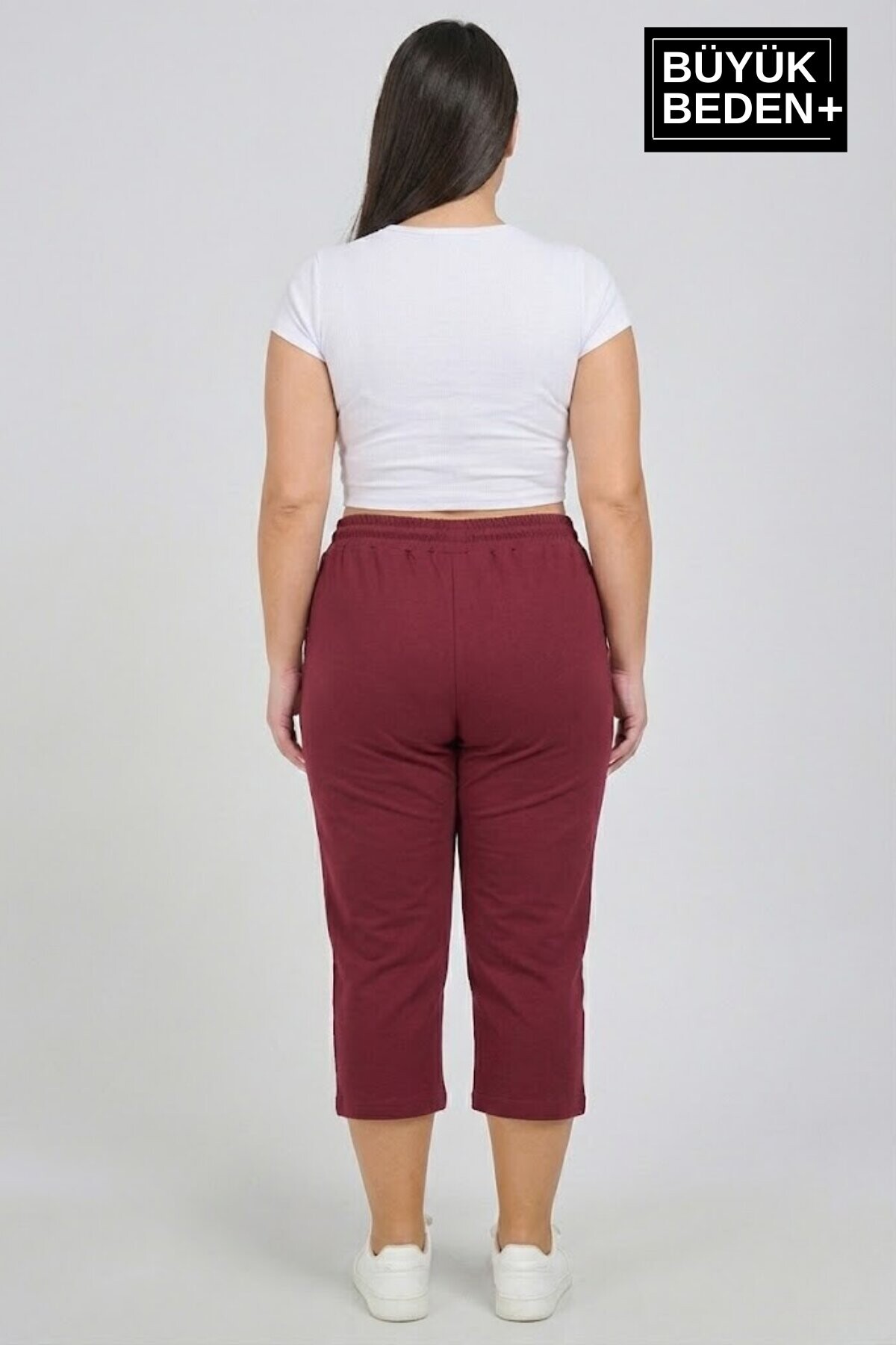 Büyük Beden N Baskılı Kadın Şort Kapri Rahat Kalıp Cepli  3XL-6XL SPR26BSRK591-19