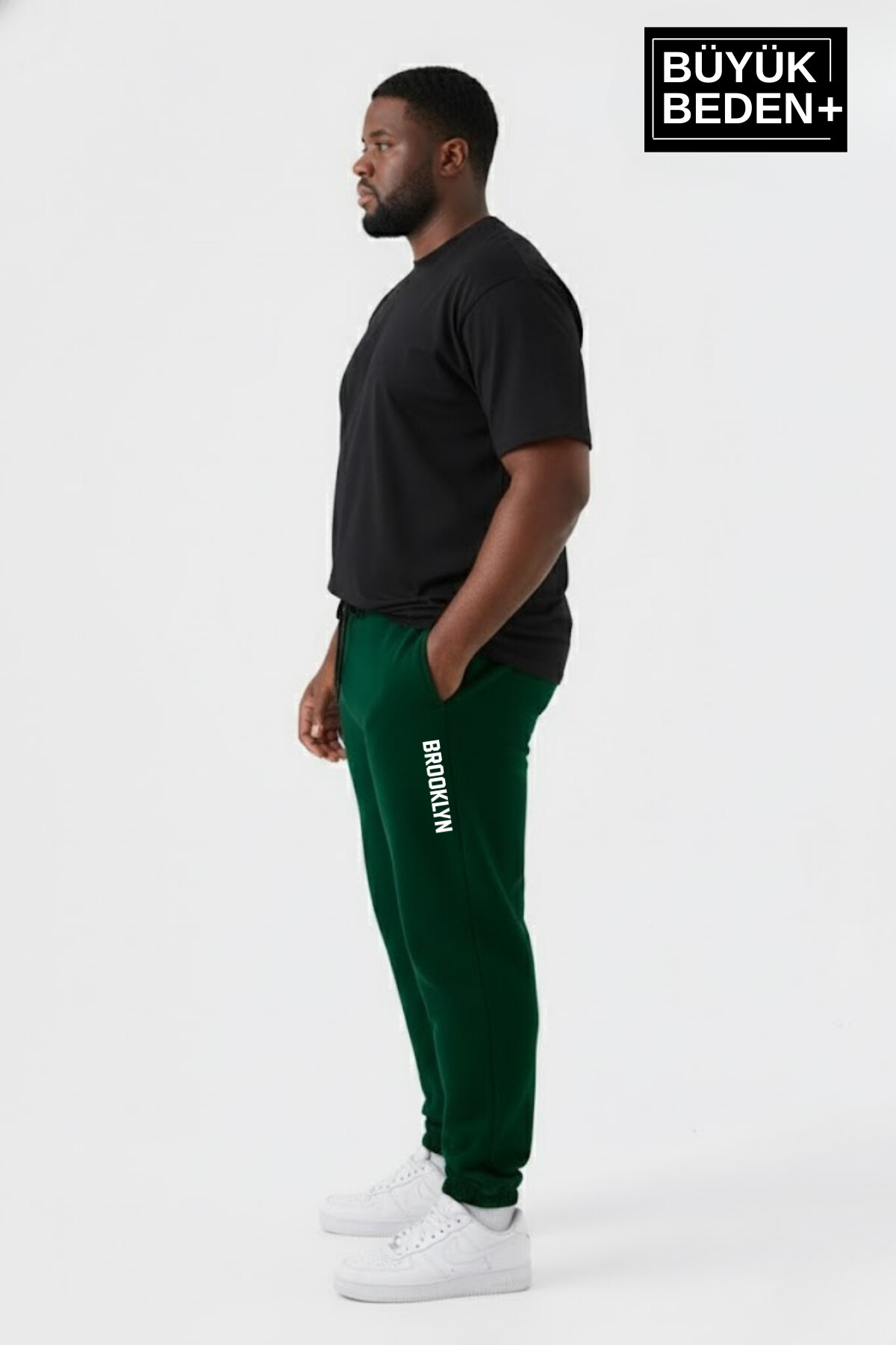 Erkek Büyük Beden BROOKLYN Baskılı Paça Lastikli  Jogger İnce Eşofman Altı  SPR26BEA951-2