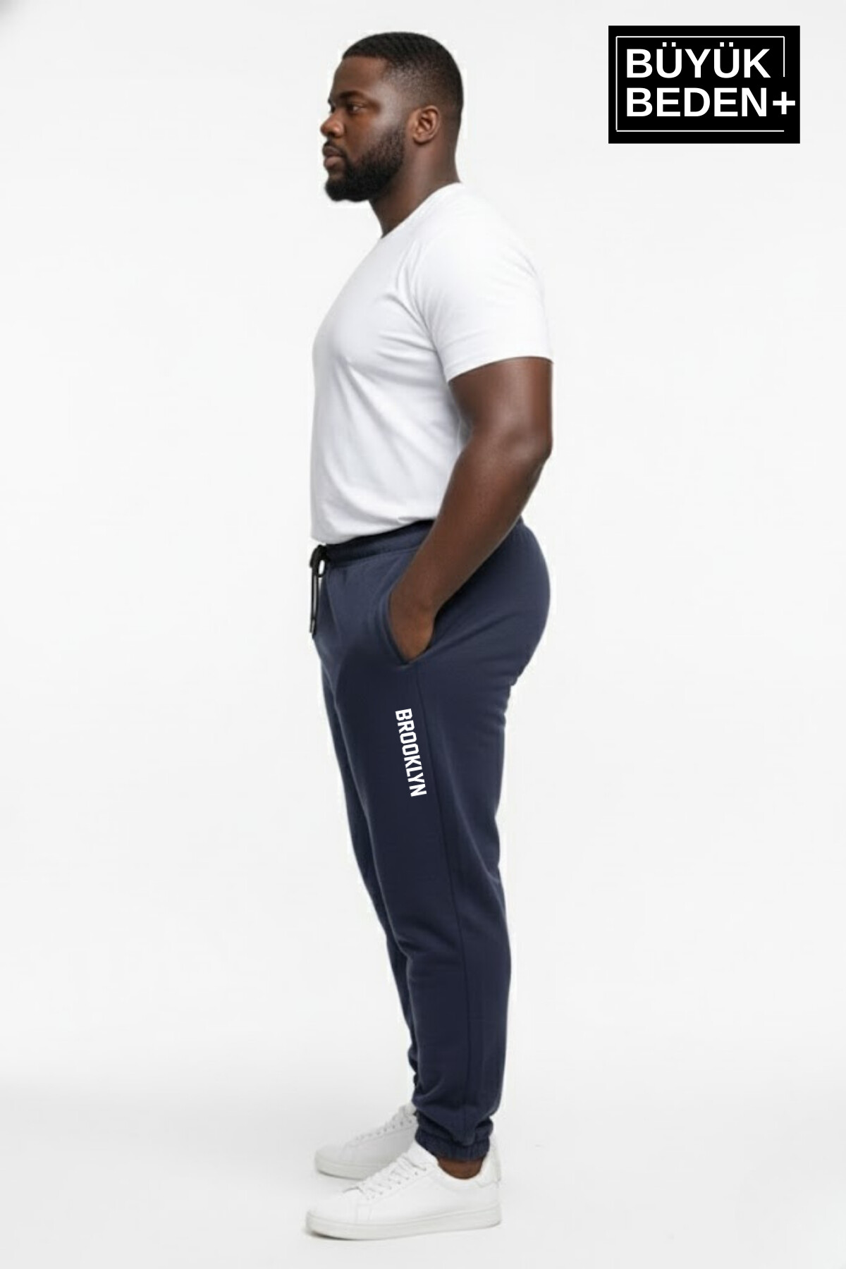 Erkek Büyük Beden BROOKLYN Baskılı Paça Lastikli  Jogger İnce Eşofman Altı  SPR26BEA951-2
