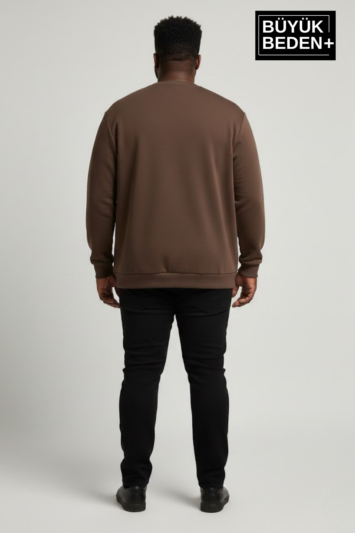 Erkek Büyük Beden El Yazılı California Baskılı Bisiklet Yaka İnce Sweatshirt SPR26BSW956-7