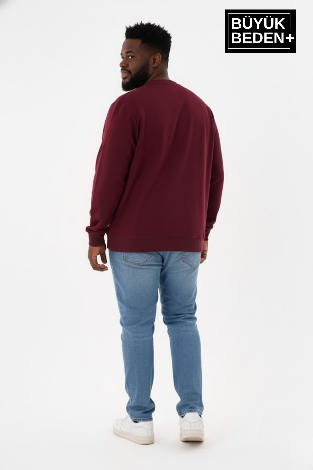 Erkek Büyük Beden El Yazılı California Baskılı Bisiklet Yaka İnce Sweatshirt SPR26BSW956-7