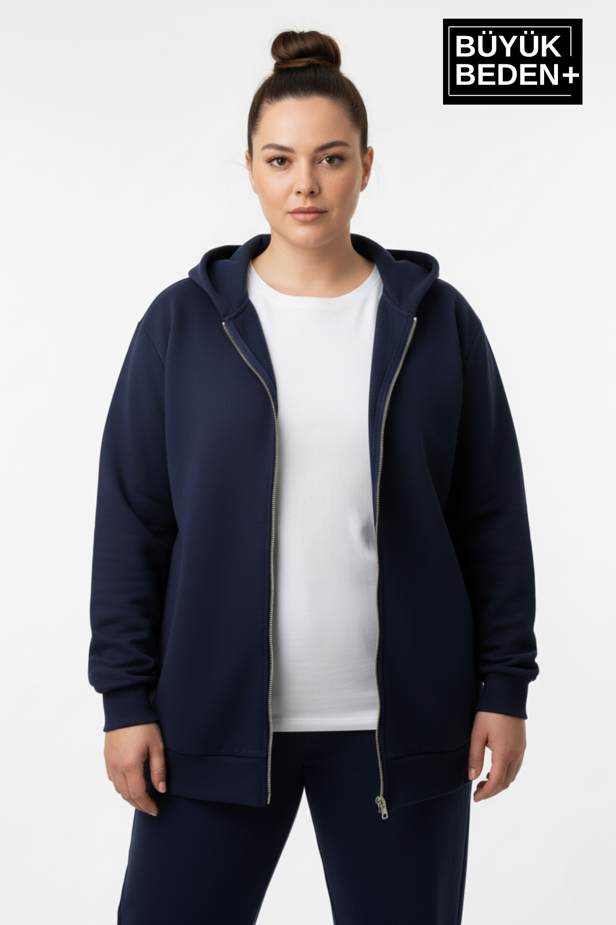 Erkek Büyük Beden Fermuarlı Kapüşonlu 3 lü Set ince Sweatshirt Hırka - Rahat Kalıp SPR26BHRK960+3