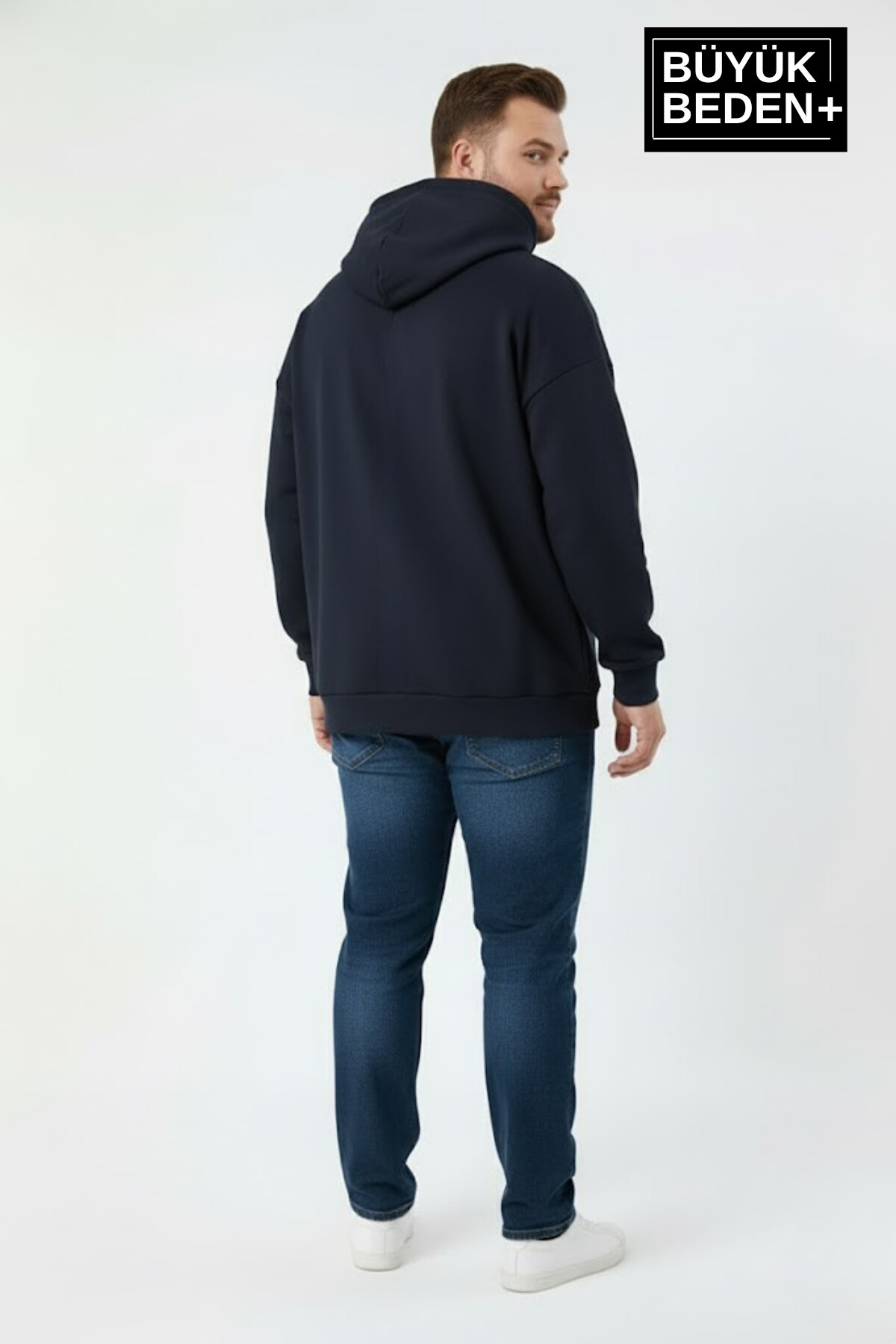 Erkek Büyük Beden İnce Kapşonlu Capri Island Baskılı ince Swatshırt SPR26BSW957-14